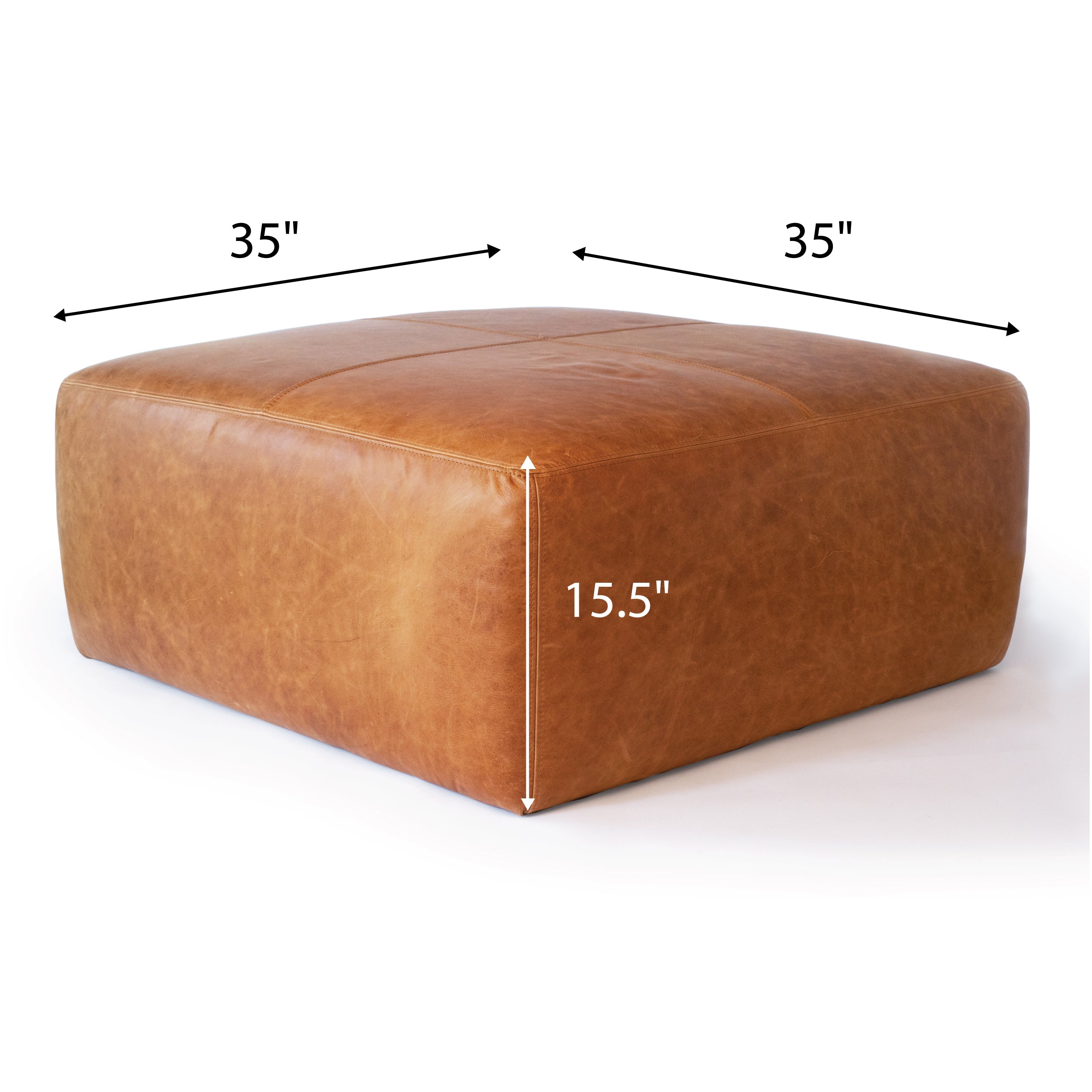 Pouffe en cuir | Tannage cognac