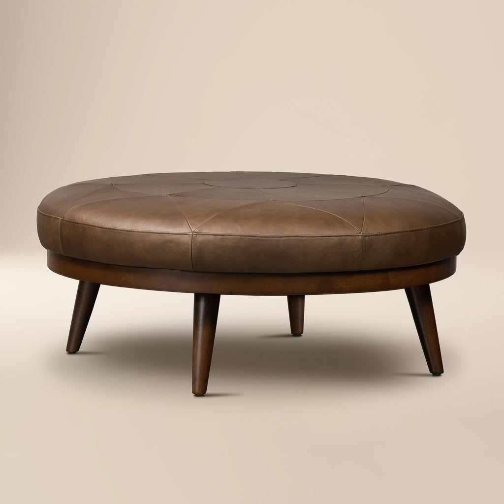 Pouffe en cuir | Marron cacao