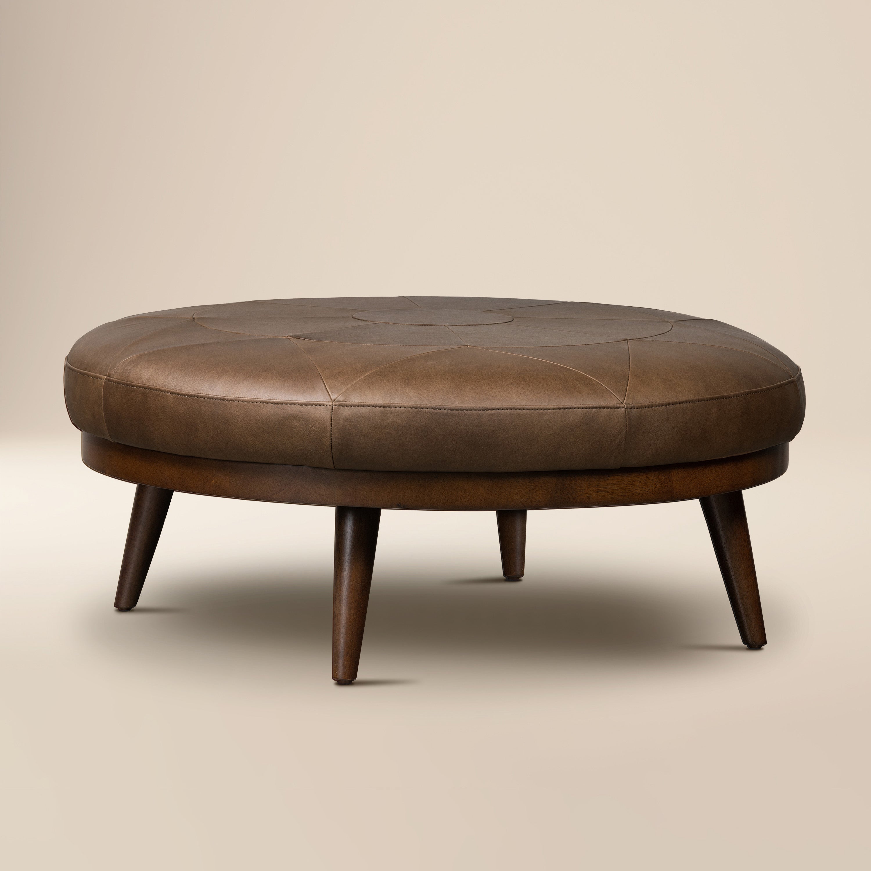 Pouffe en cuir | Marron cacao