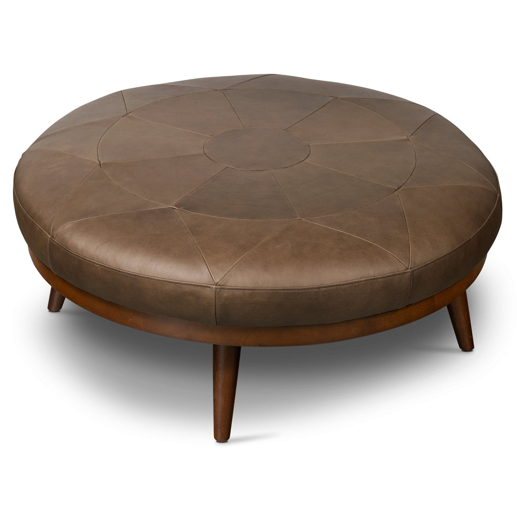 Pouffe en cuir | Marron cacao