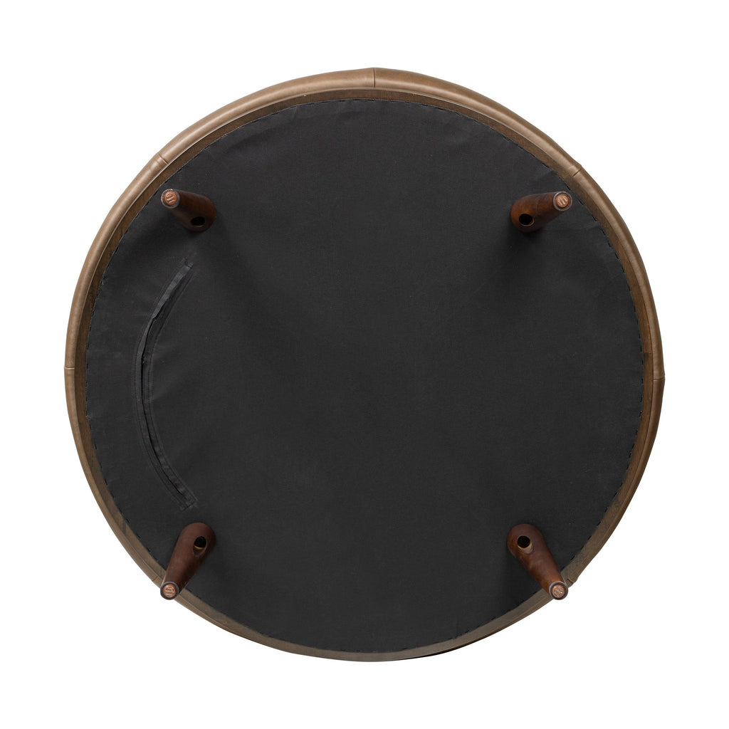 Pouffe en cuir | Marron cacao