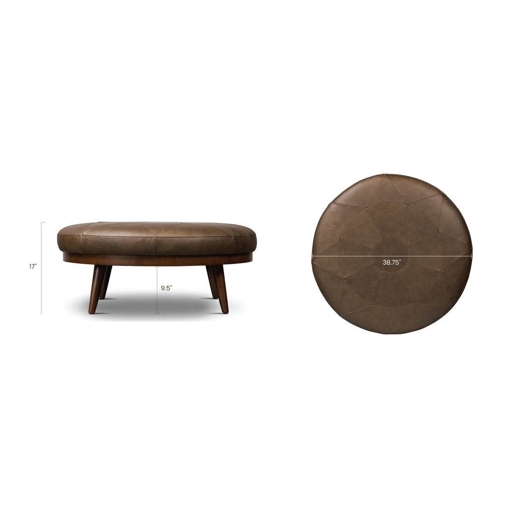 Pouffe en cuir | Marron cacao