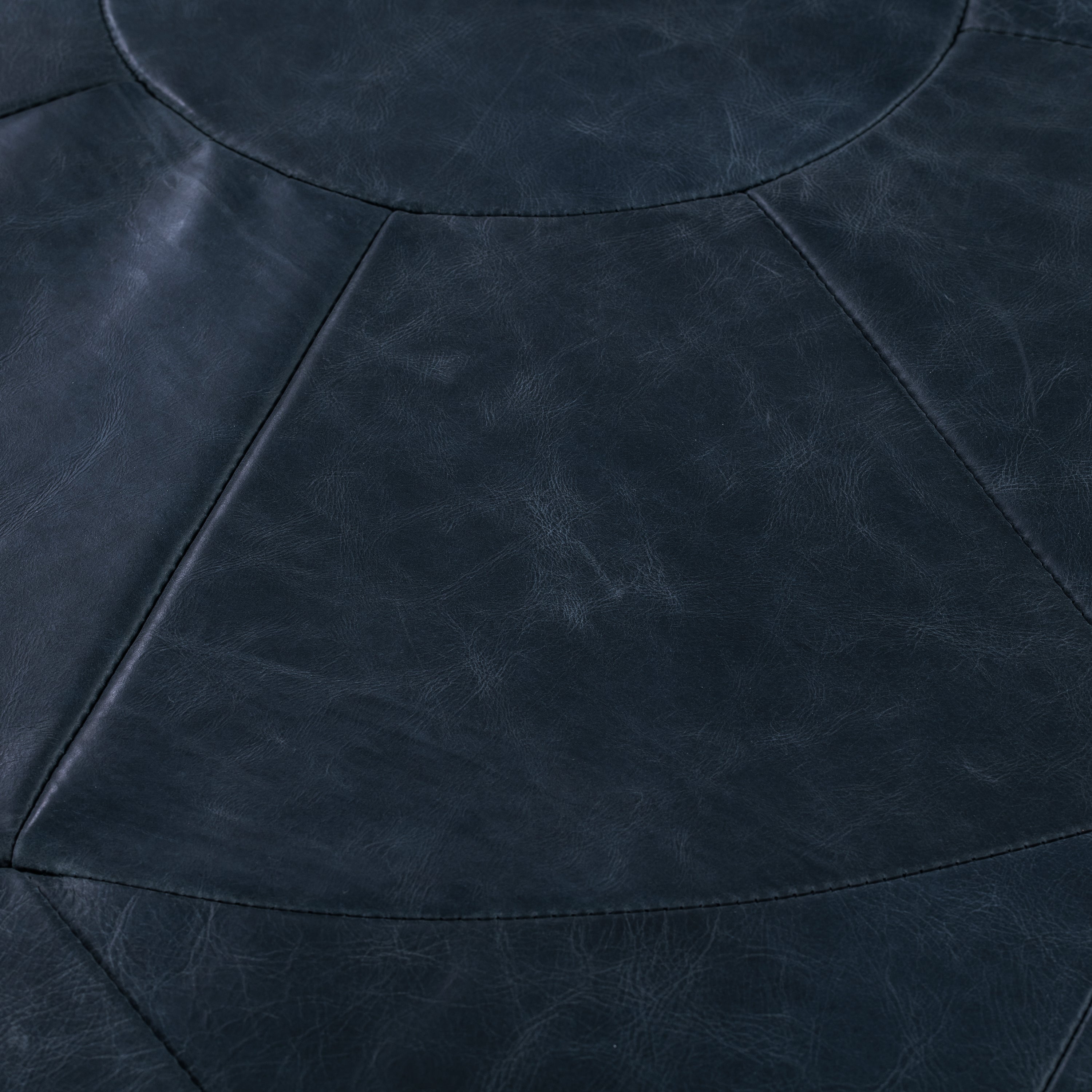 Pouffe en cuir | Bleu nuit