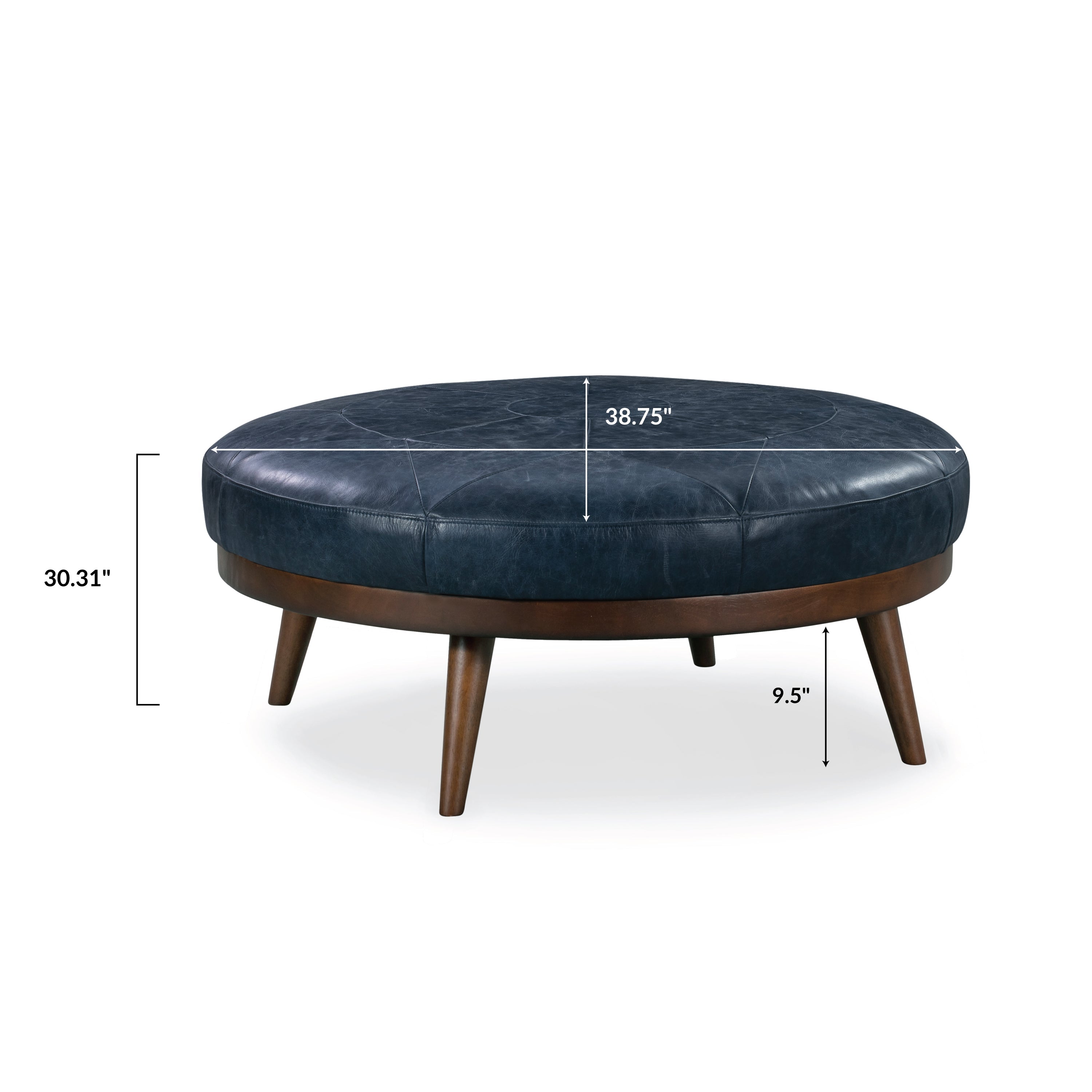Pouffe en cuir | Bleu nuit
