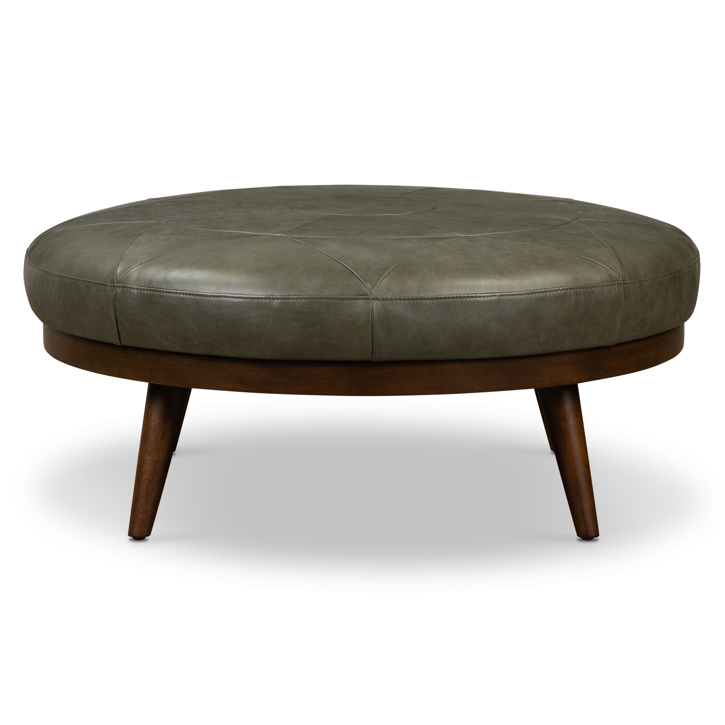 Pouf en cuir | Vert olive