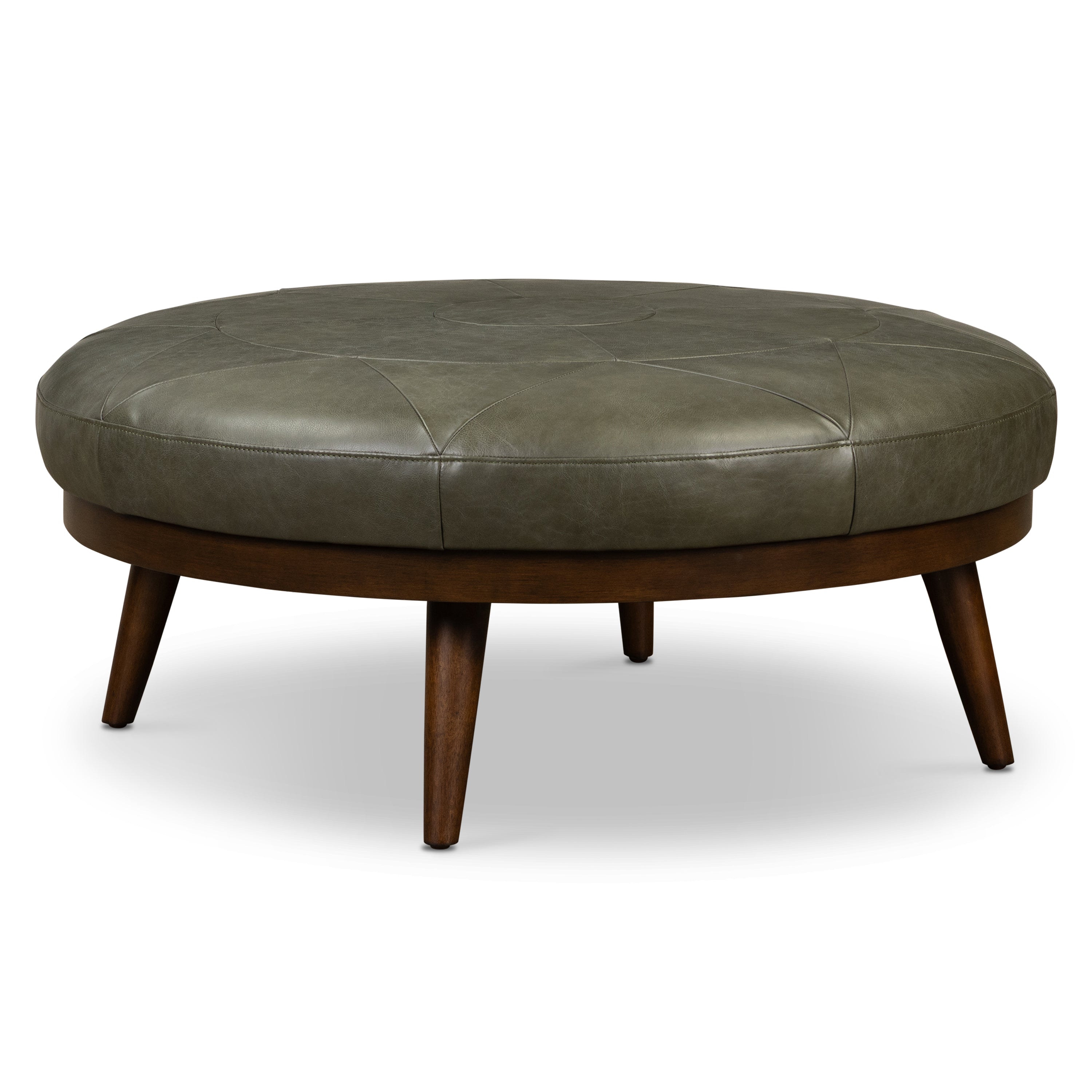 Pouf en cuir | Vert olive