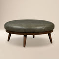 Pouf en cuir | Vert olive