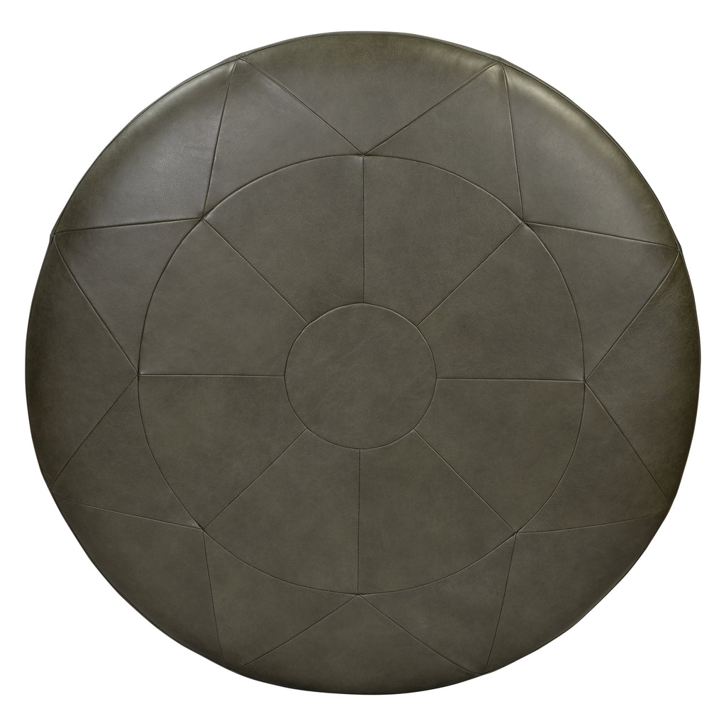 Pouf en cuir | Vert olive