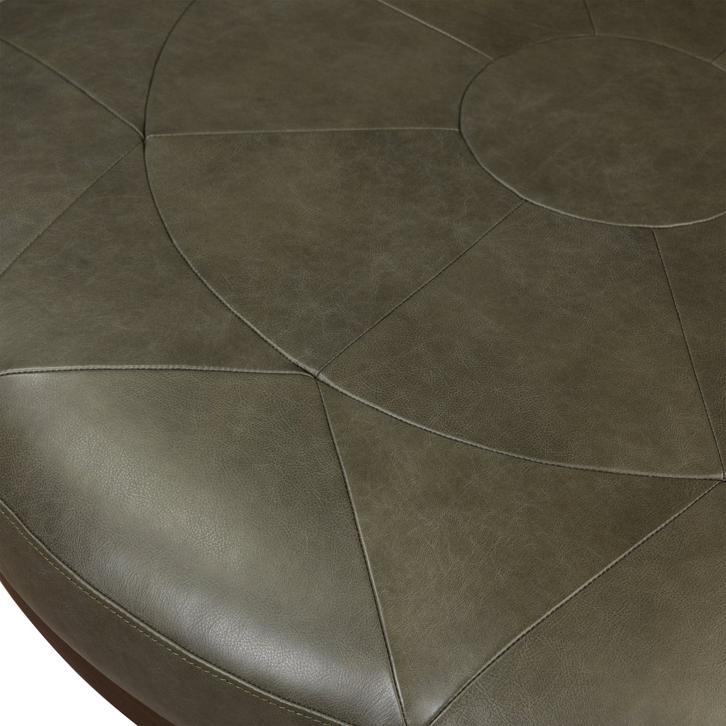 Pouf en cuir | Vert olive
