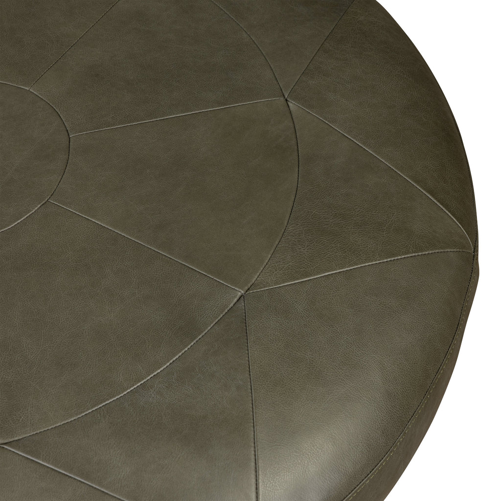 Pouf en cuir | Vert olive