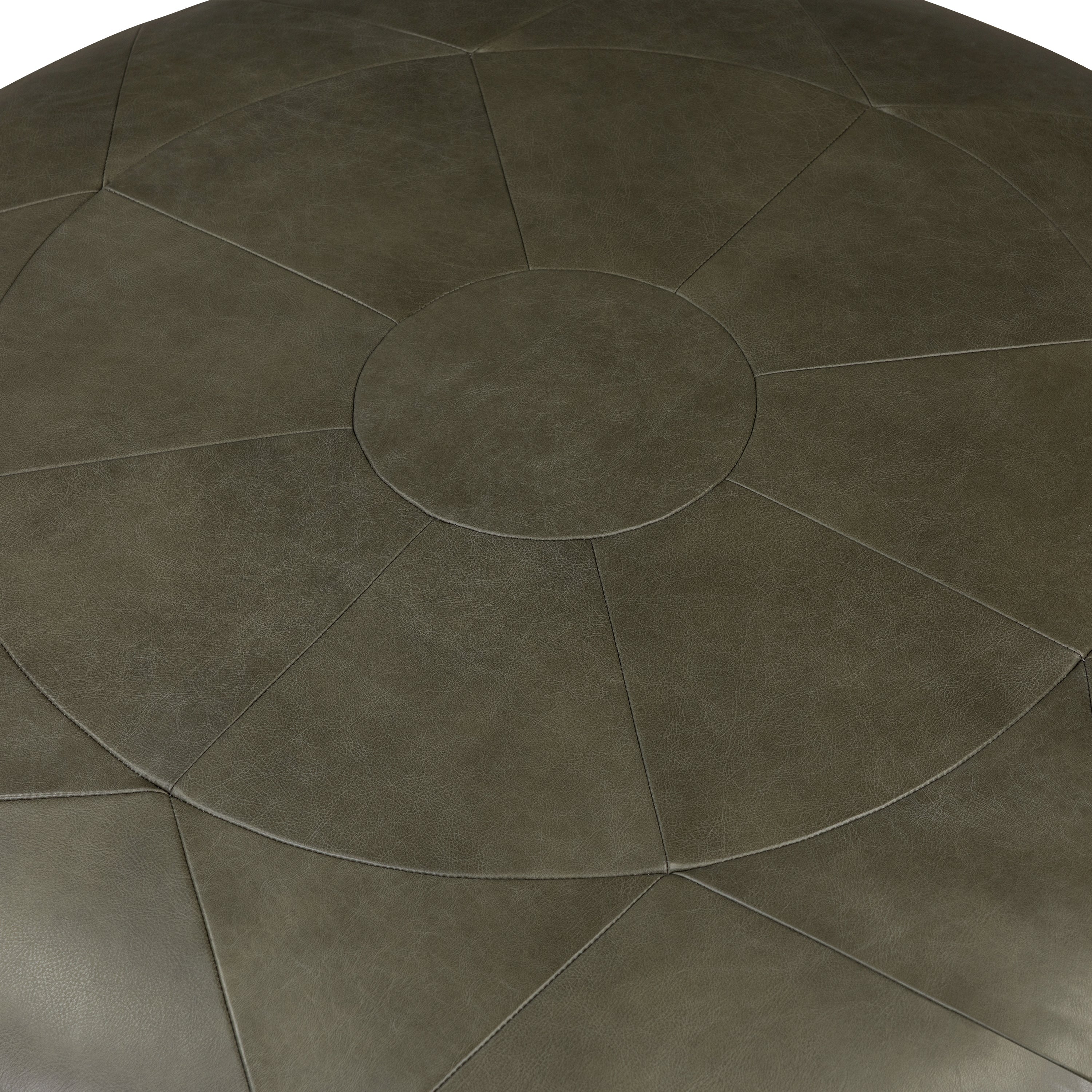 Pouf en cuir | Vert olive