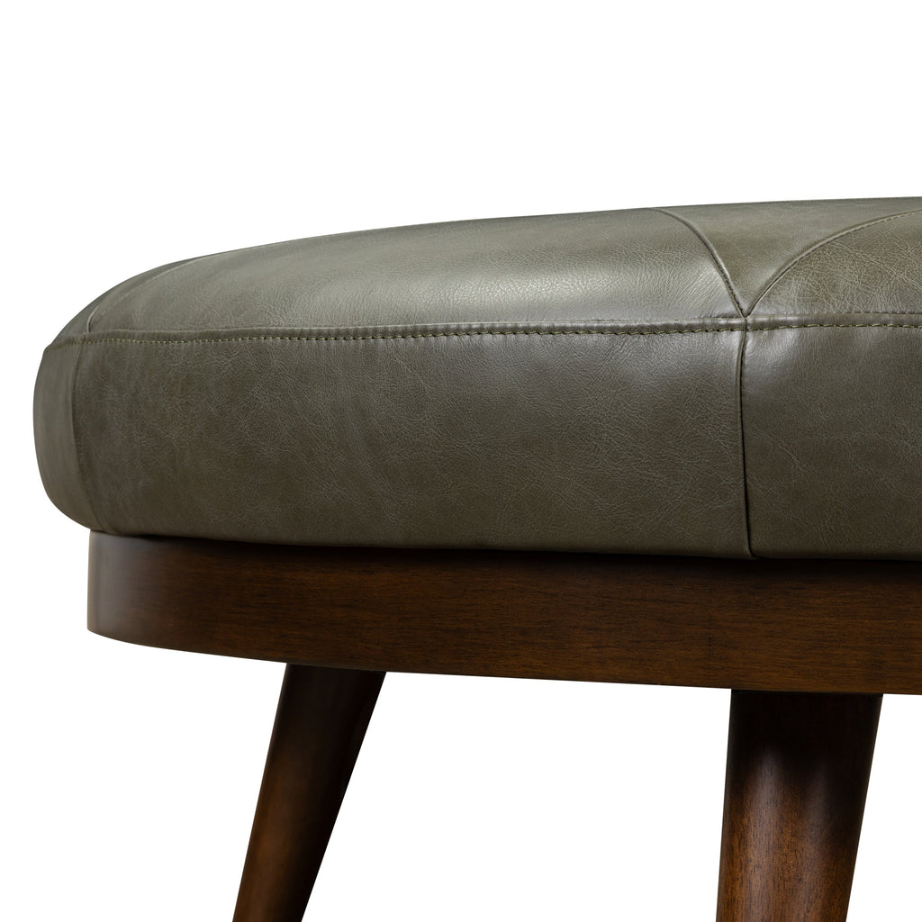 Pouf en cuir | Vert olive