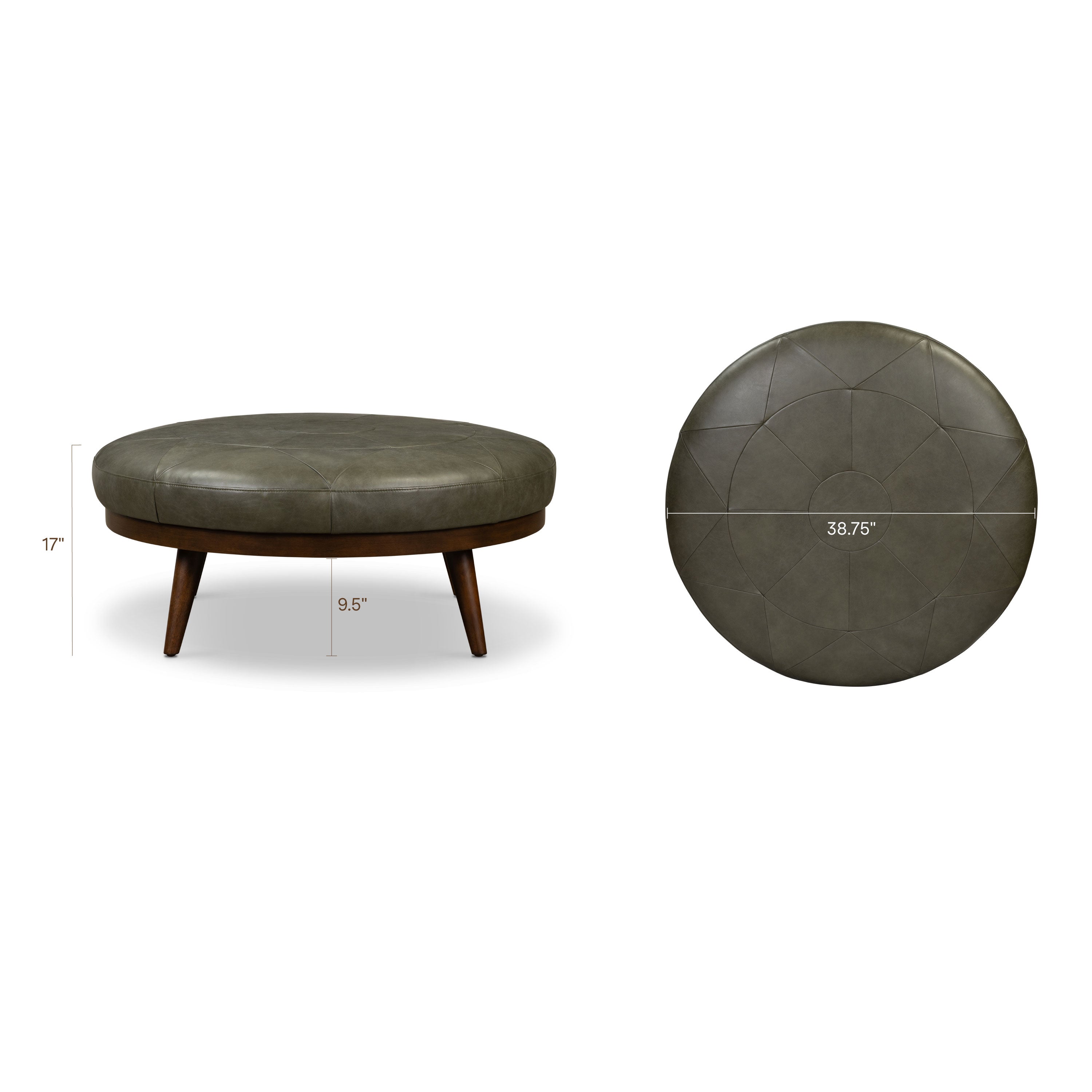Pouf en cuir | Vert olive