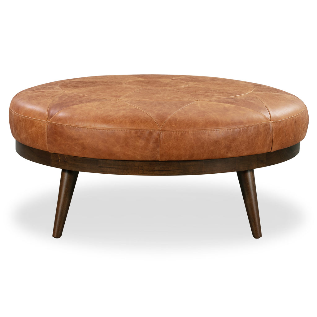 Pouf en cuir | Cognac