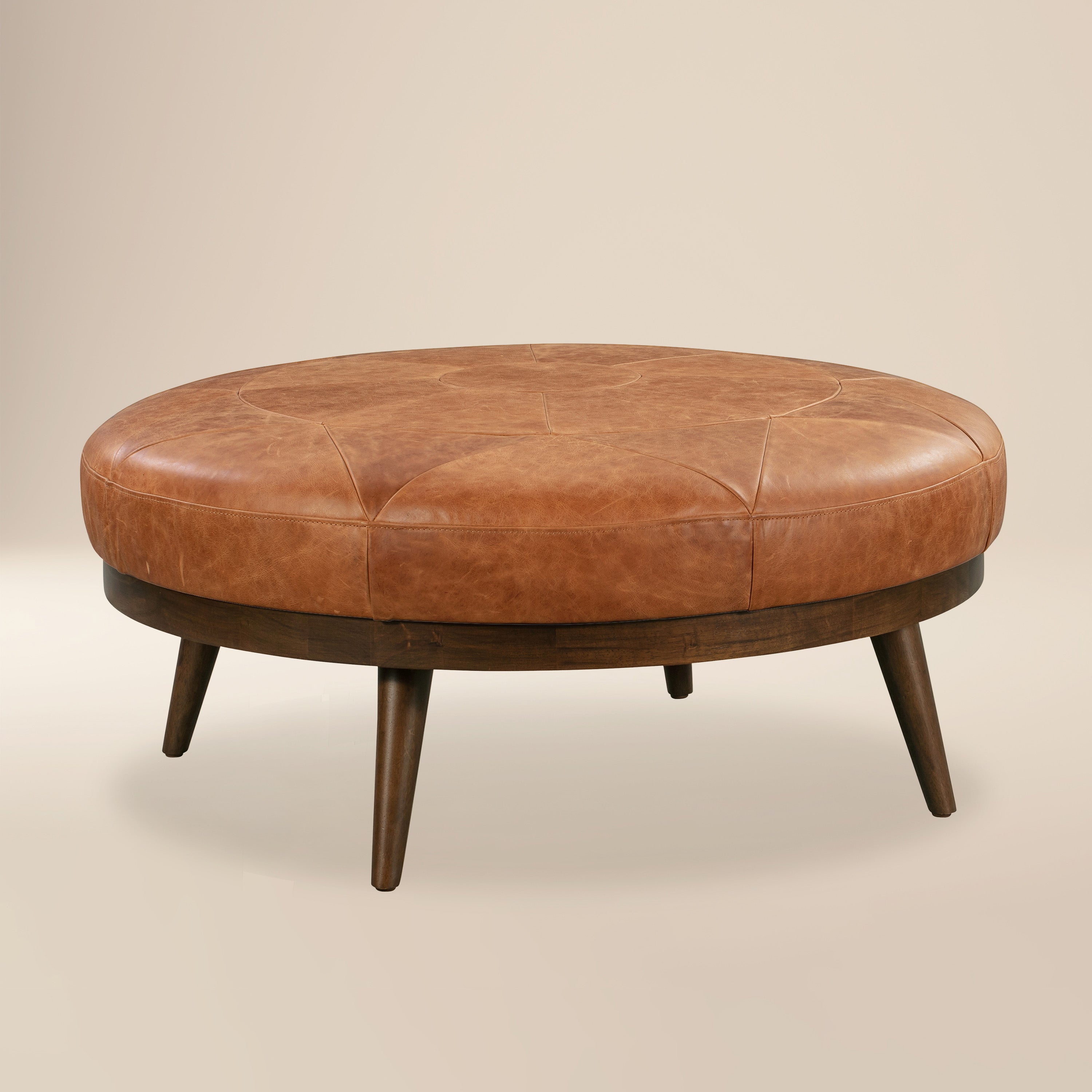 Pouf en cuir | Cognac