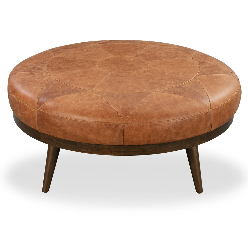 Pouf en cuir | Cognac