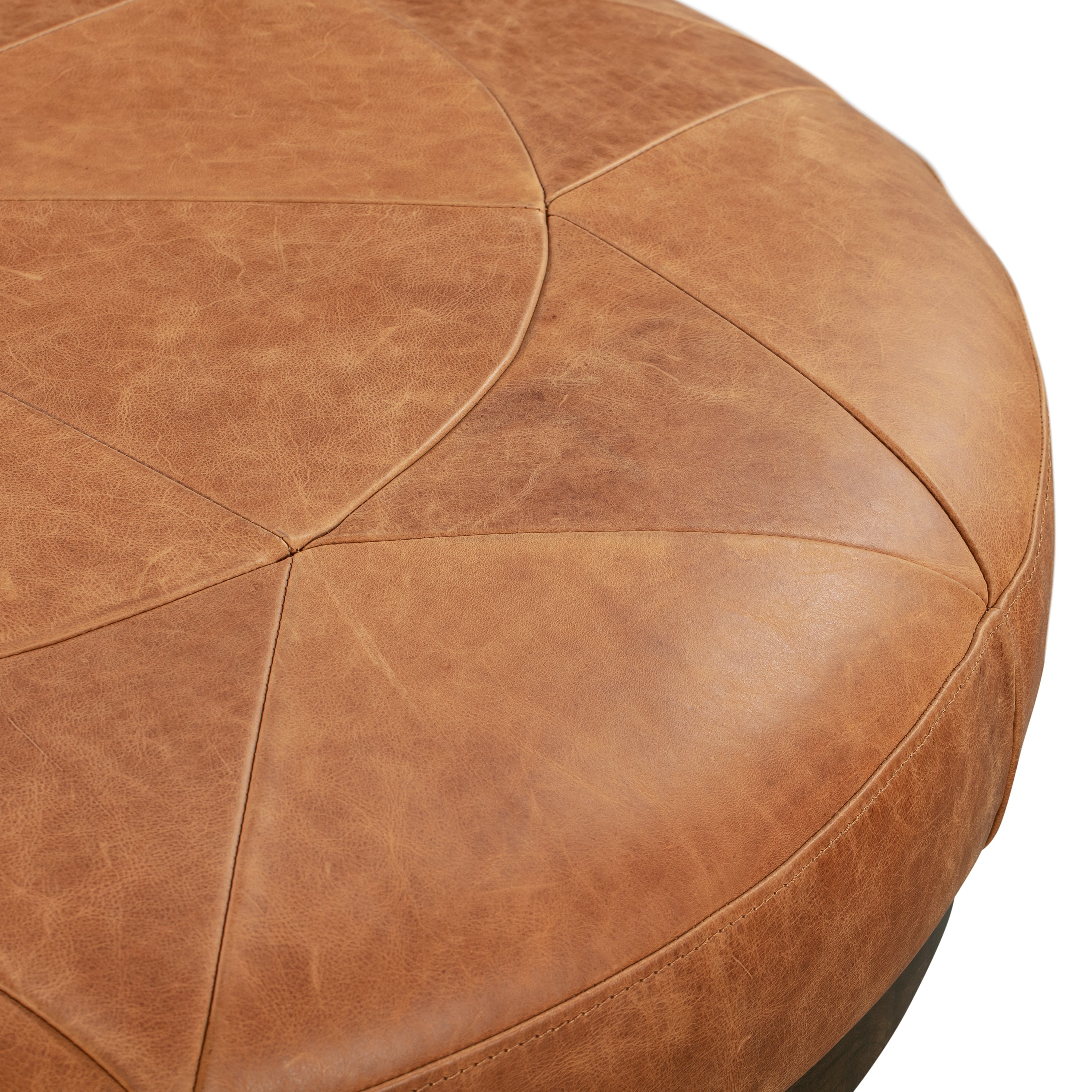 Pouf en cuir | Cognac