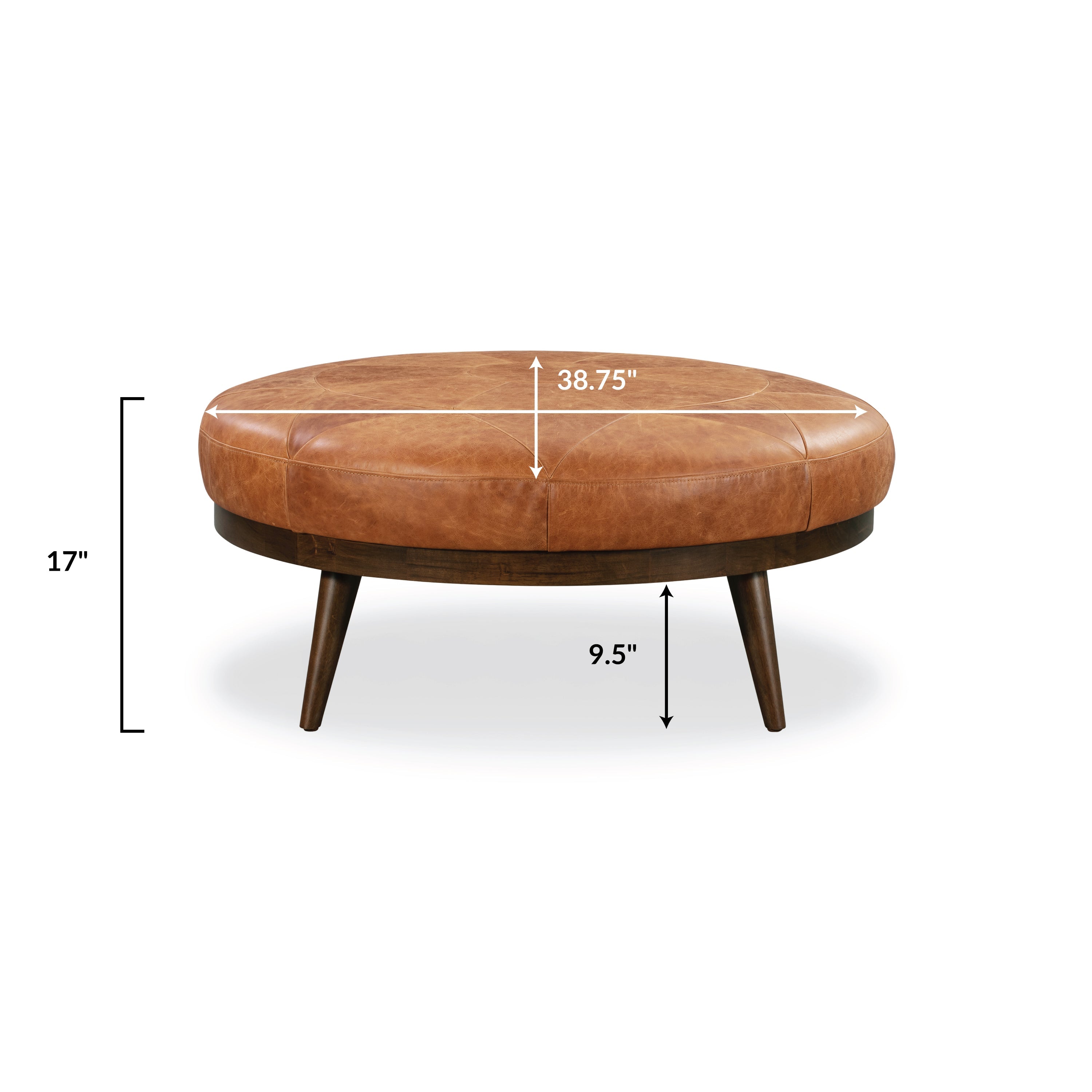 Pouf en cuir | Cognac