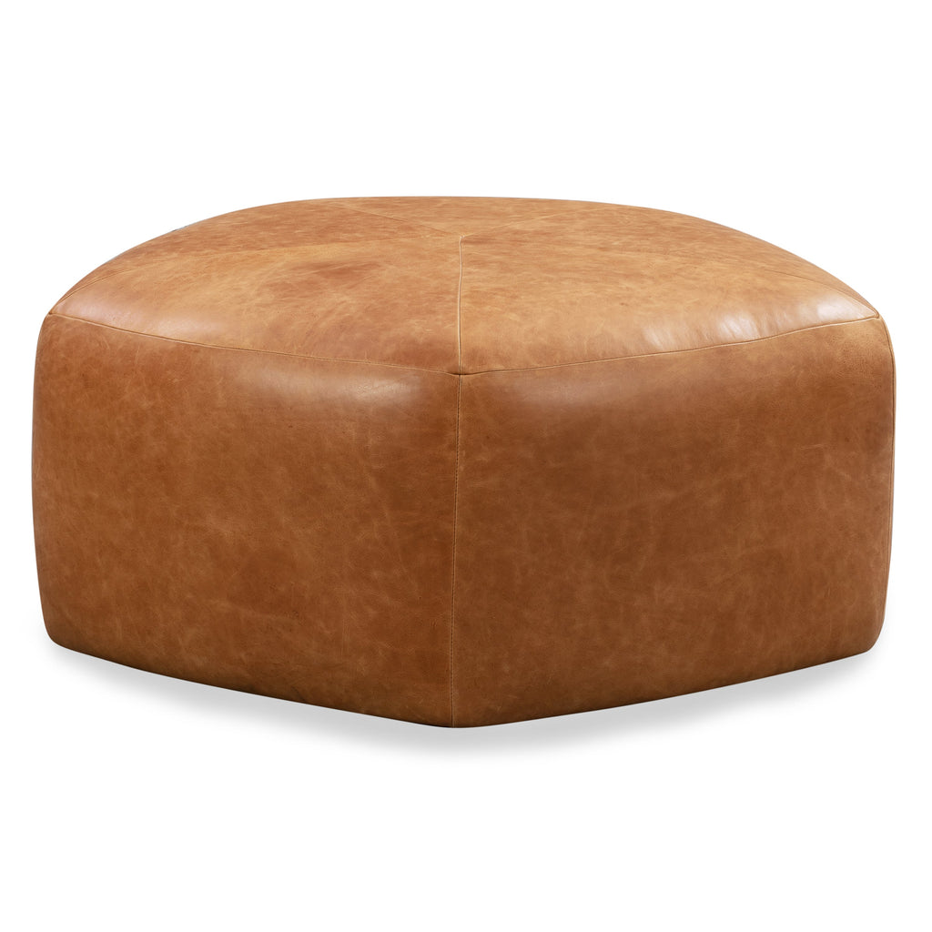 Pouf en cuir | Cognac