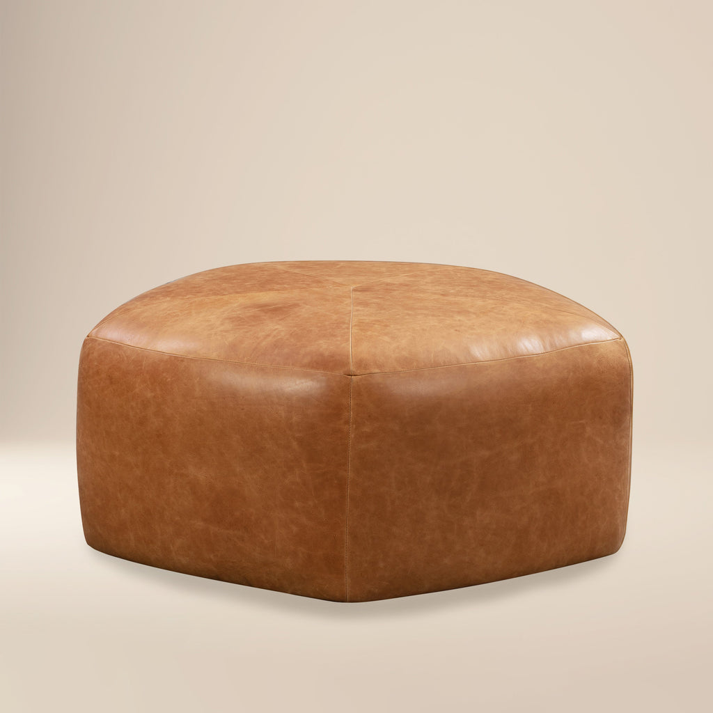 Pouf en cuir | Cognac