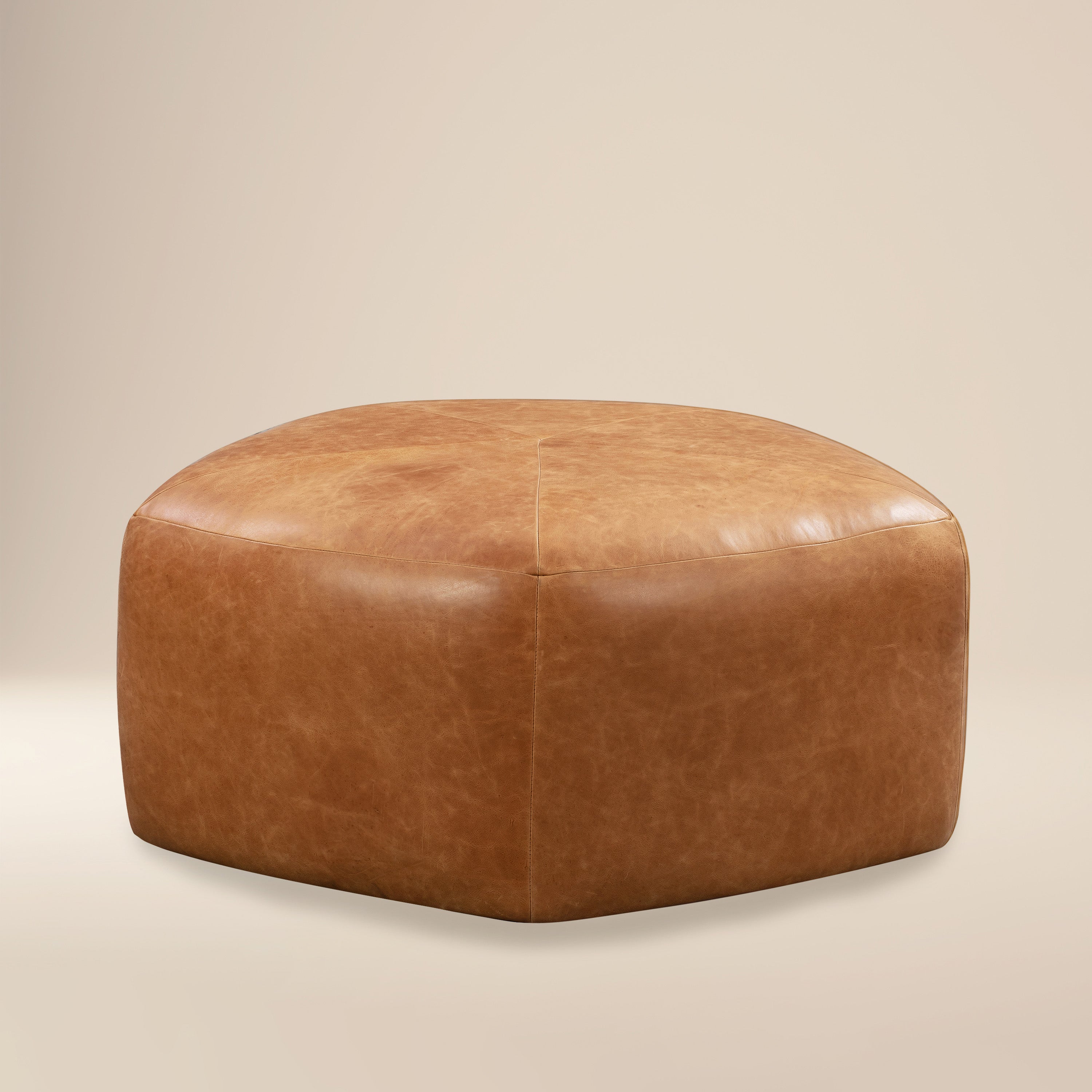 Pouf en cuir | Cognac