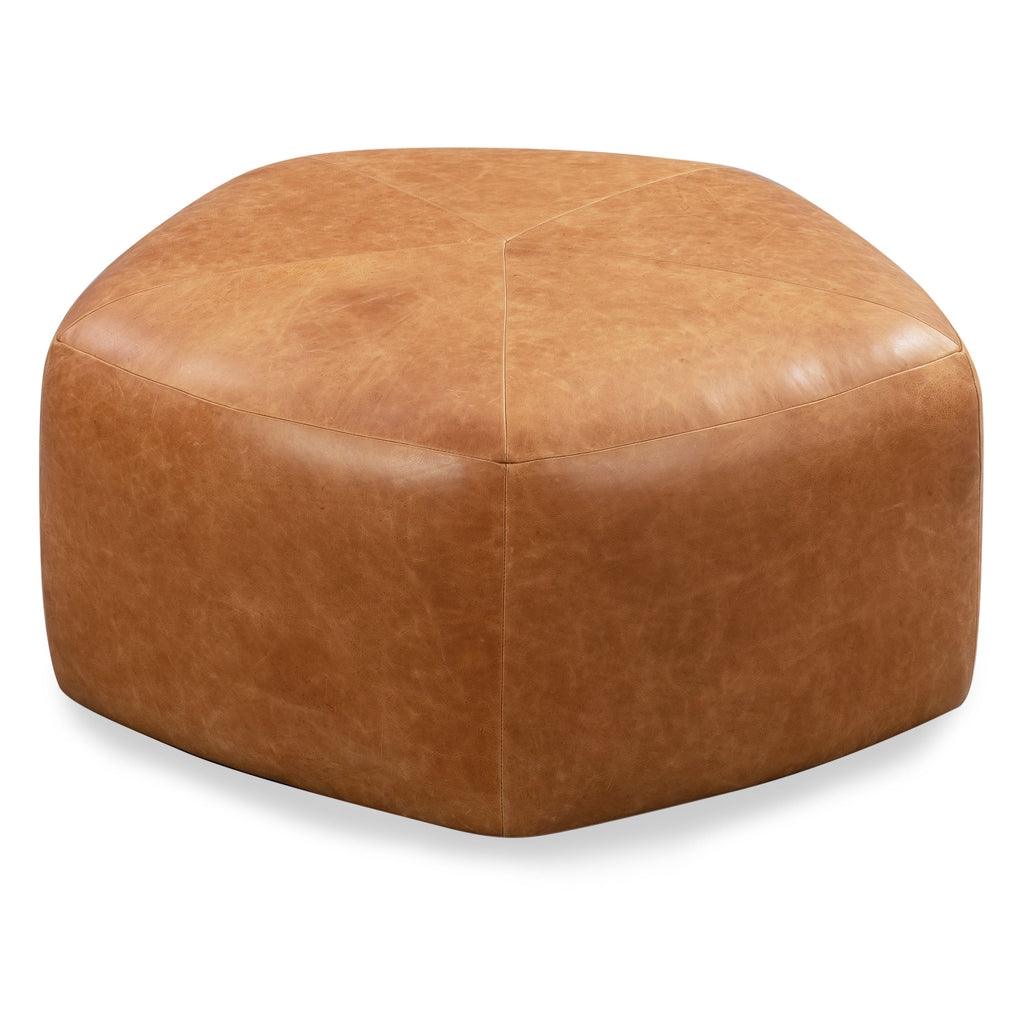 Pouf en cuir | Cognac