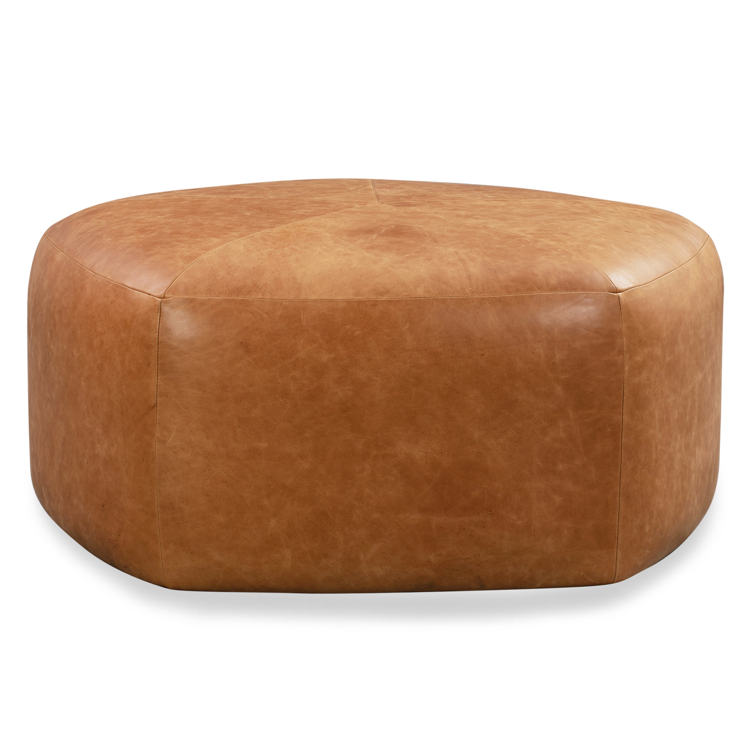 Pouf en cuir | Cognac