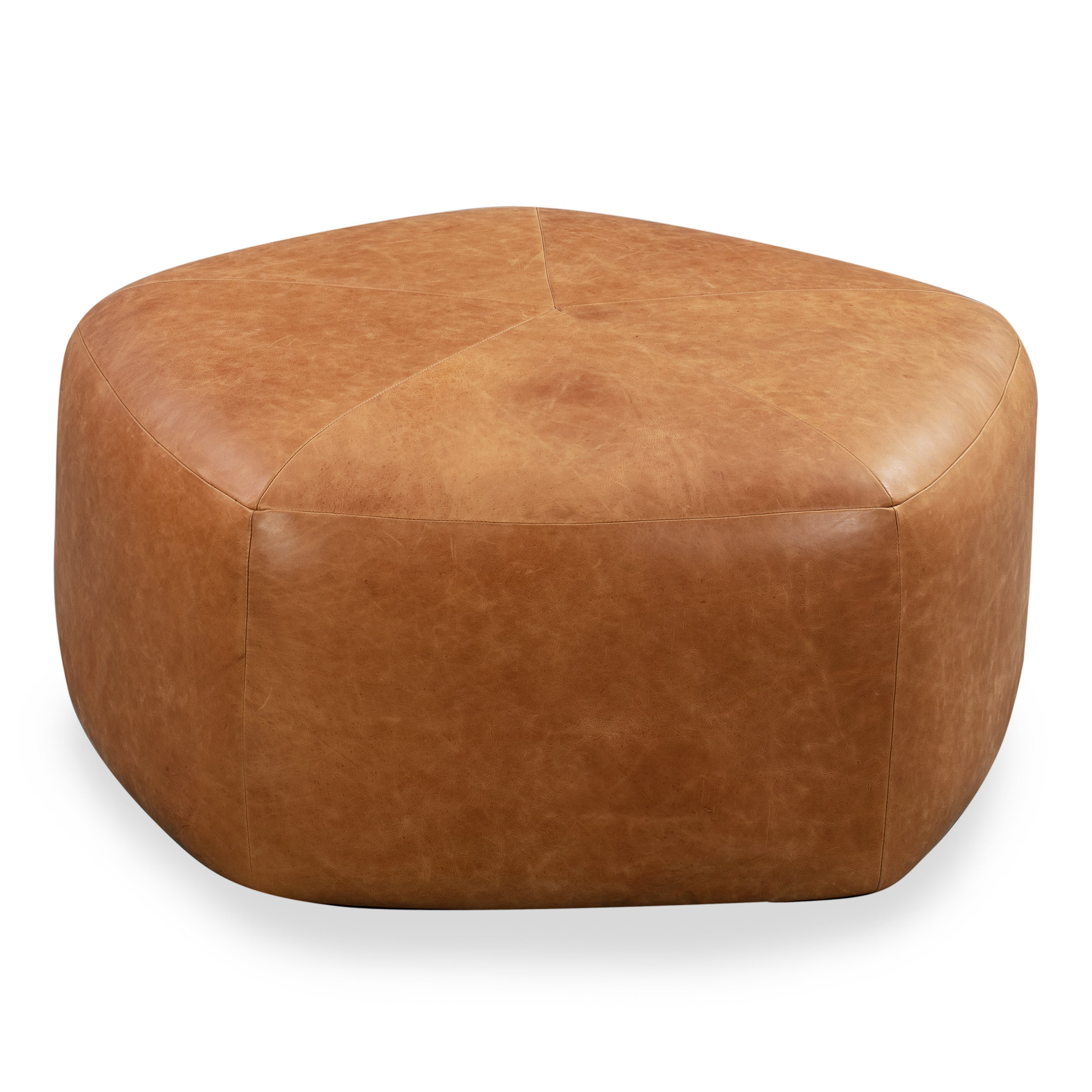 Pouf en cuir | Cognac