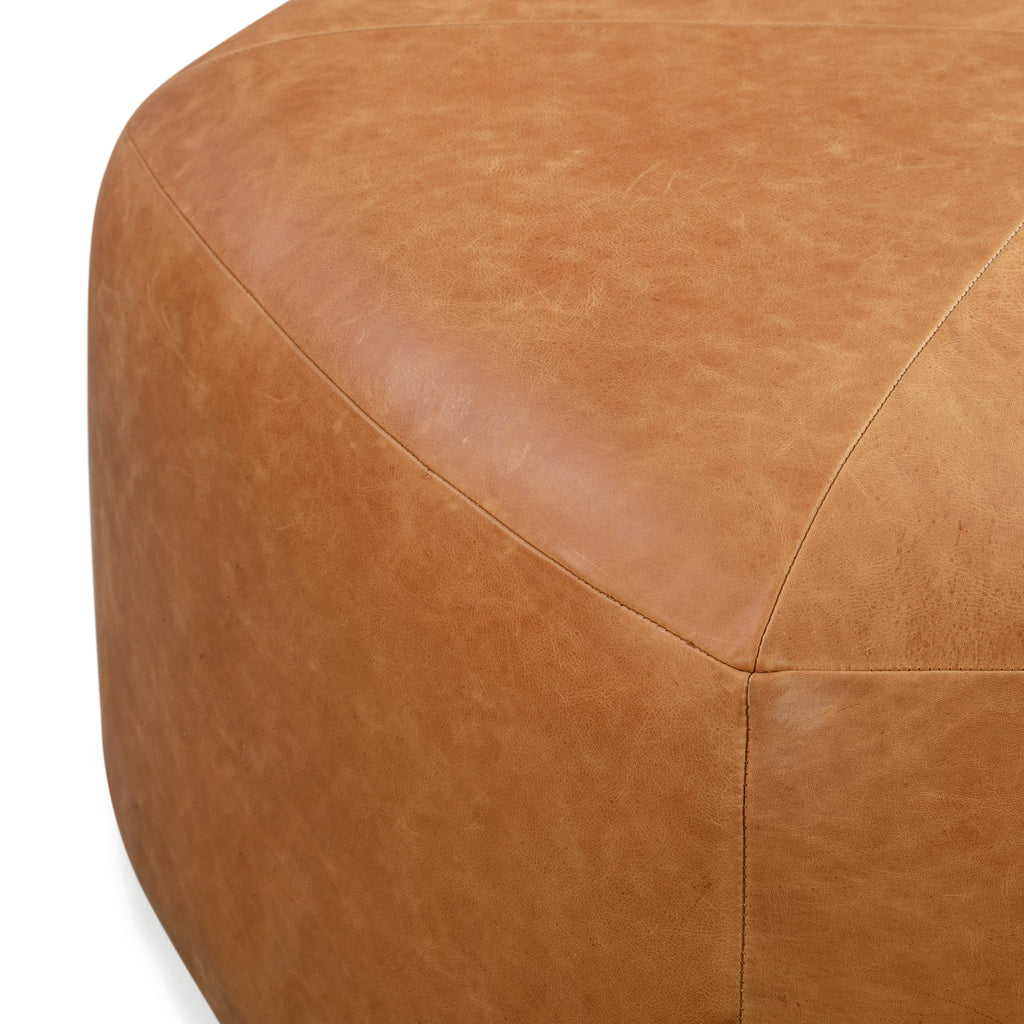 Pouf en cuir | Cognac