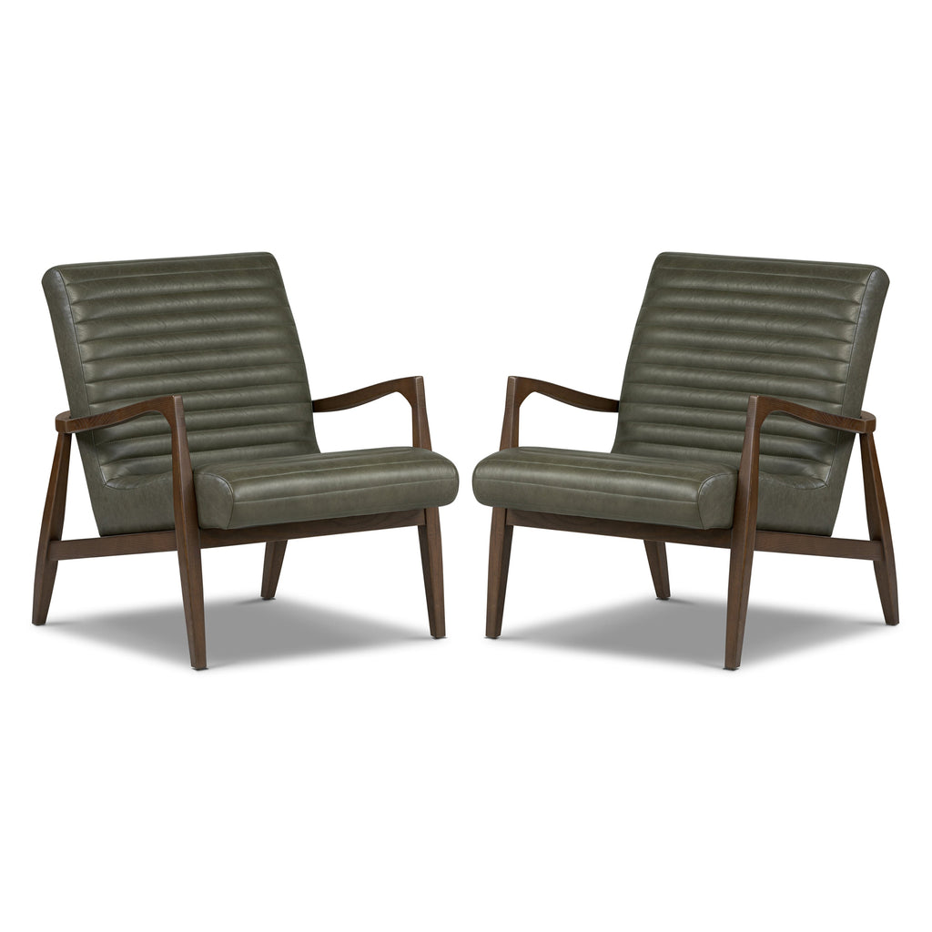 Fauteuil en cuir Rowan | Vert olivine