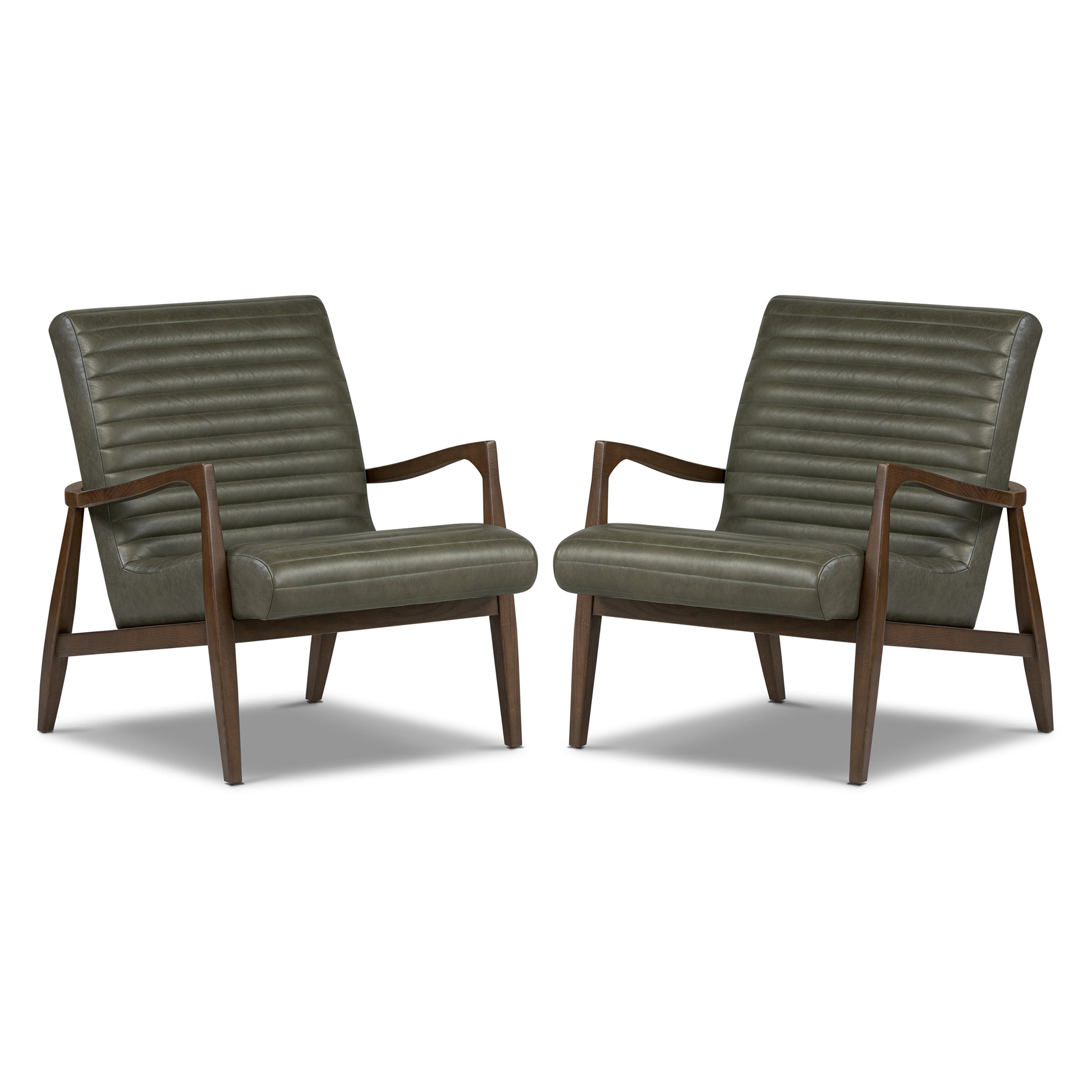 Fauteuil en cuir Rowan | Vert olivine