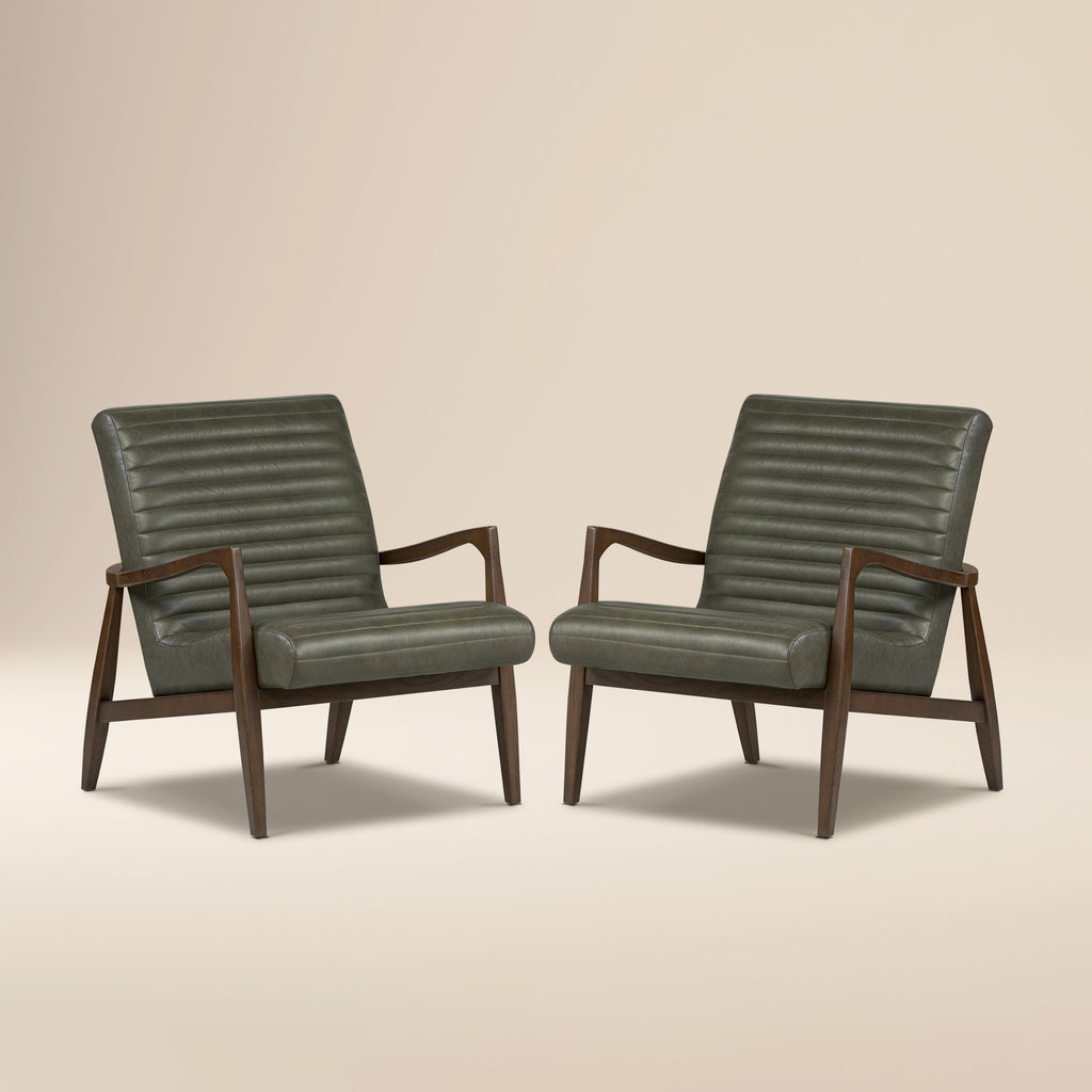 Fauteuil en cuir Rowan | Vert olivine