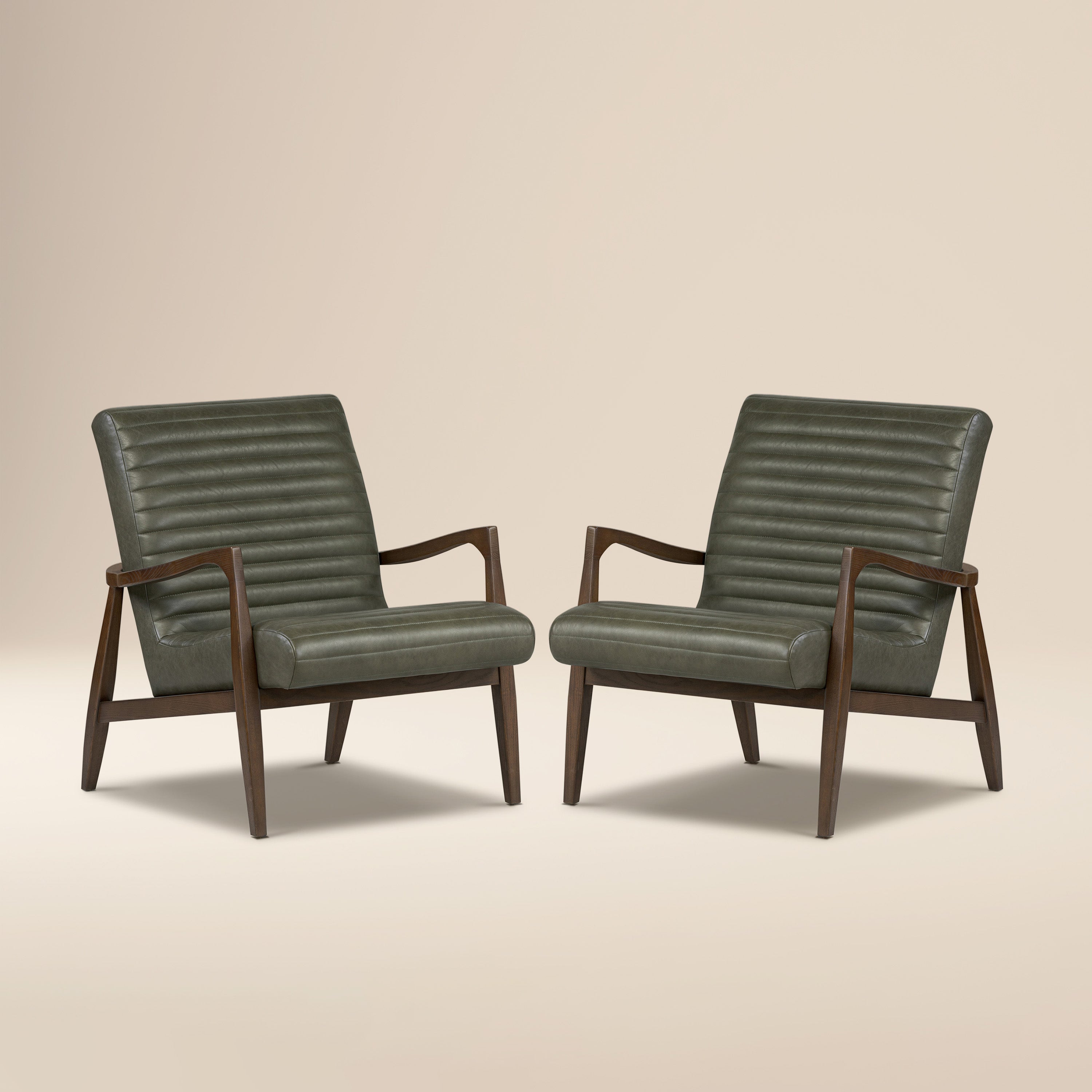 Fauteuil en cuir Rowan | Vert olivine