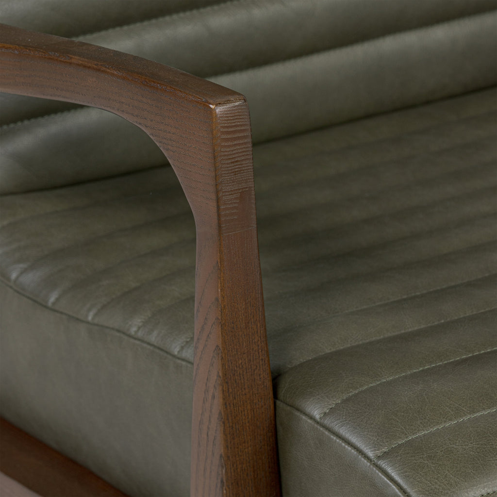 Fauteuil en cuir Rowan | Vert olivine