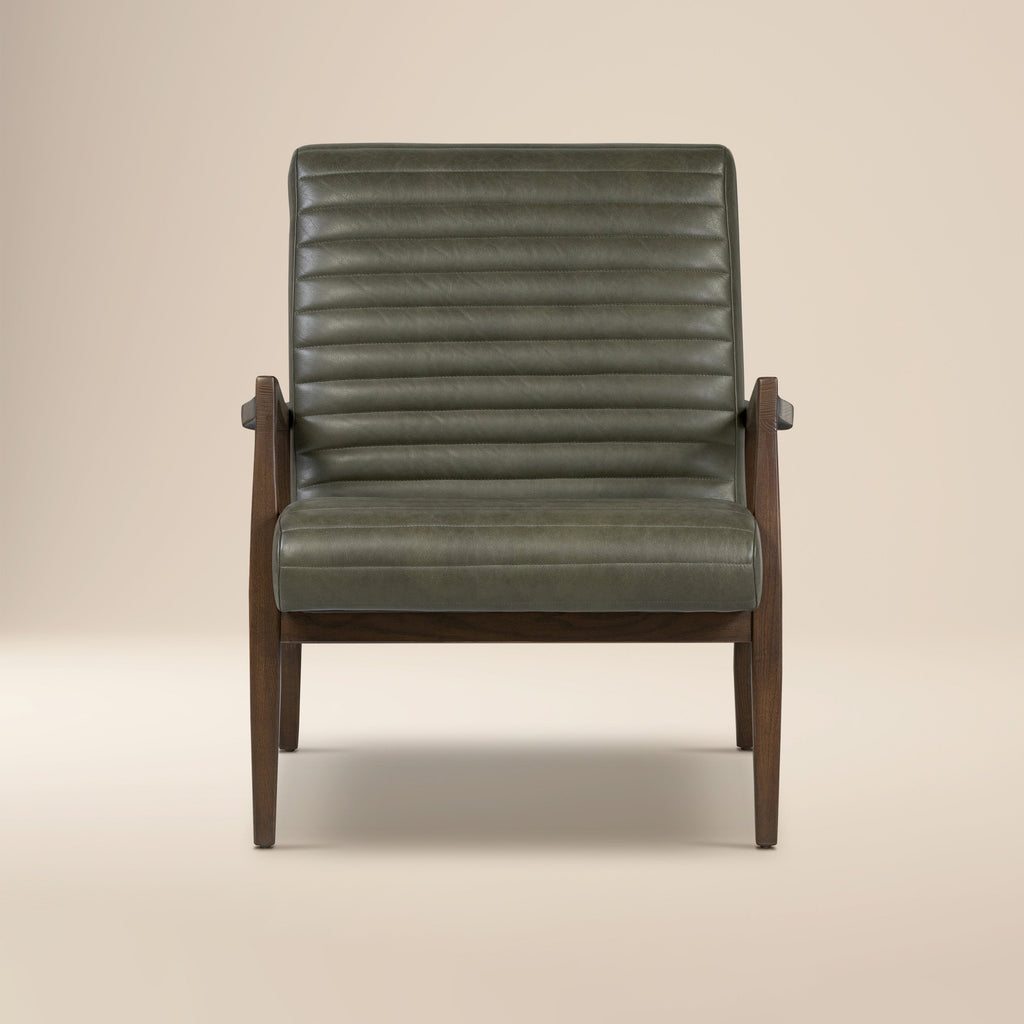 Fauteuil club en cuir Rowan | Vert olive