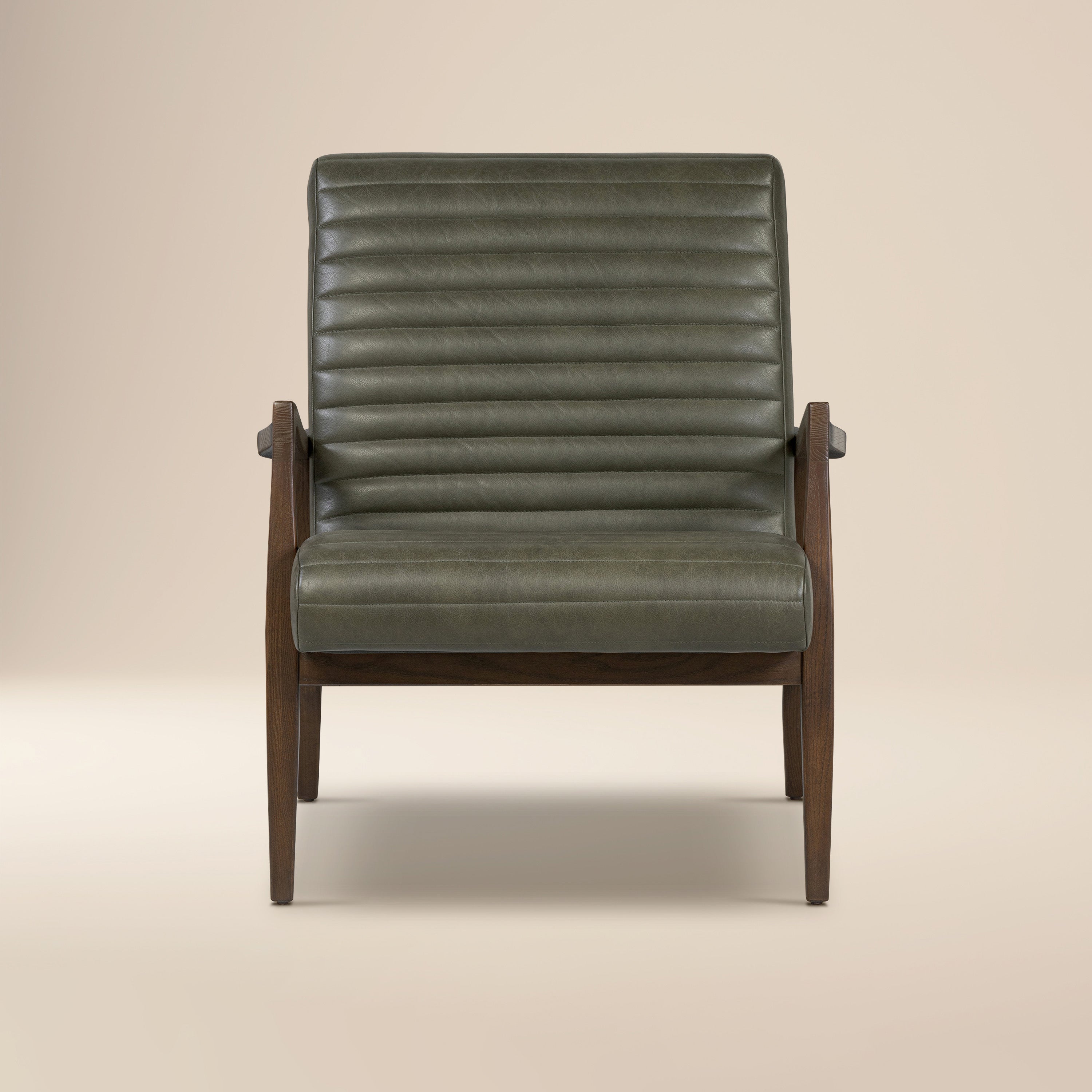 Fauteuil club en cuir Rowan | Vert olive