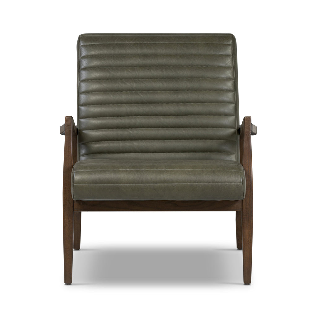 Fauteuil en cuir Rowan | Vert olivine