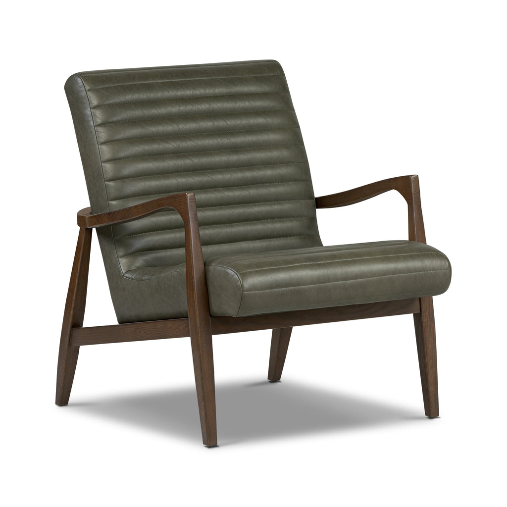 Fauteuil club en cuir Rowan | Vert olive