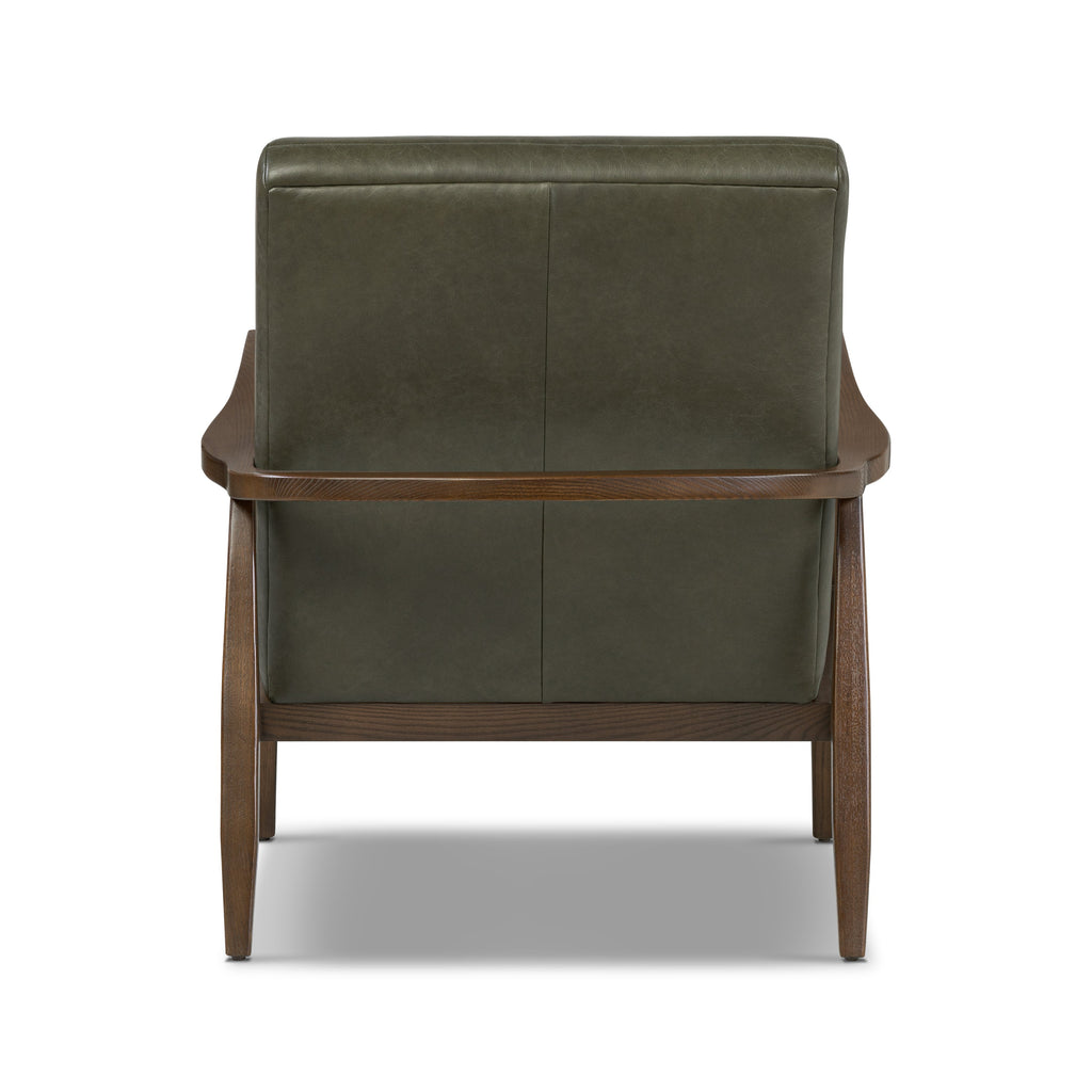 Fauteuil club en cuir Rowan | Vert olive