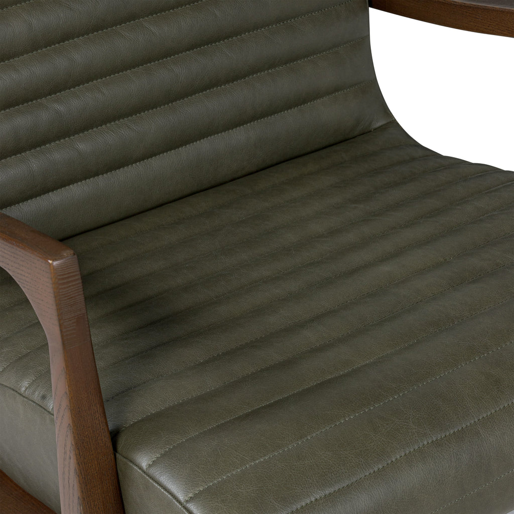 Fauteuil en cuir Rowan | Vert olivine