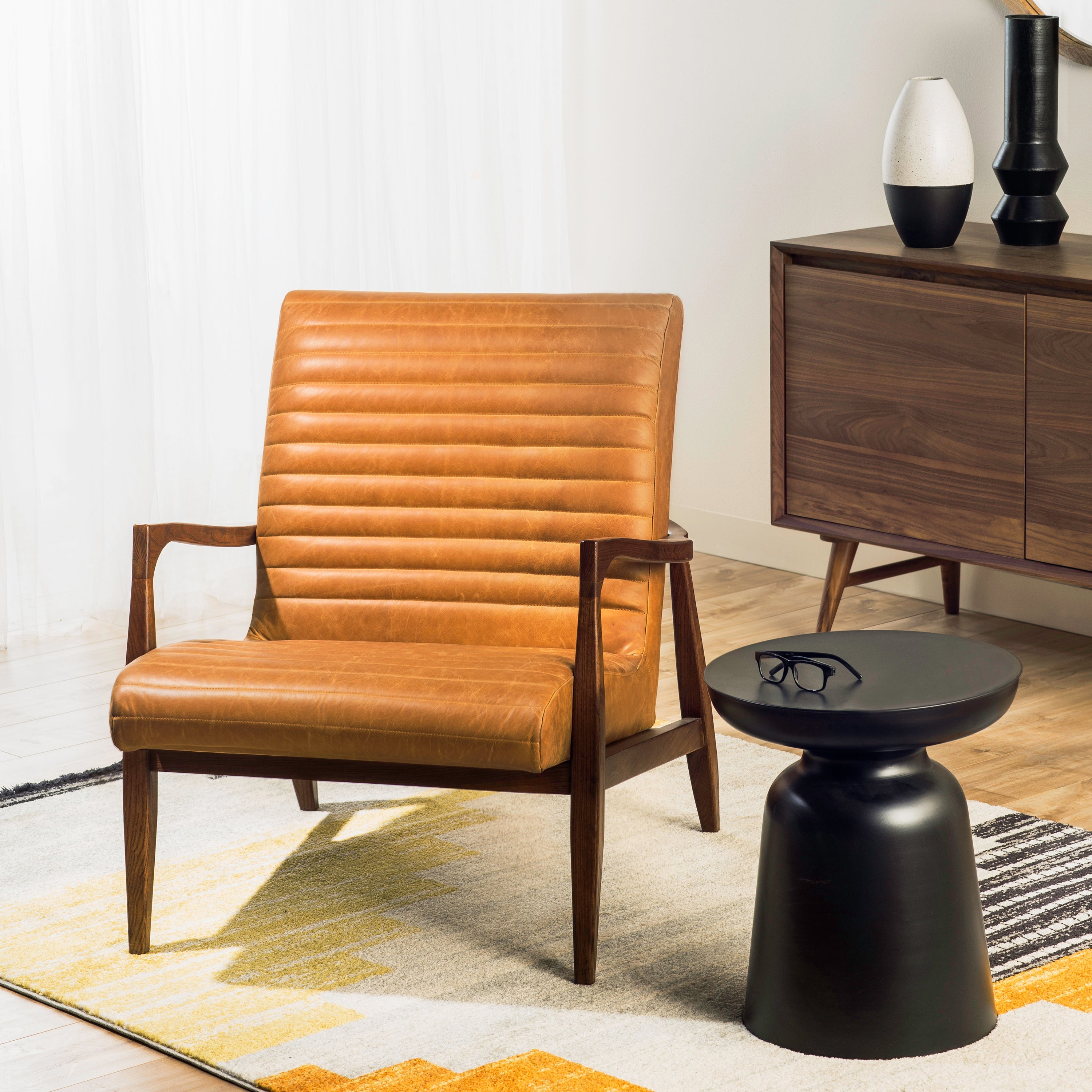 Fauteuil en cuir Rowan | Cognac Tan