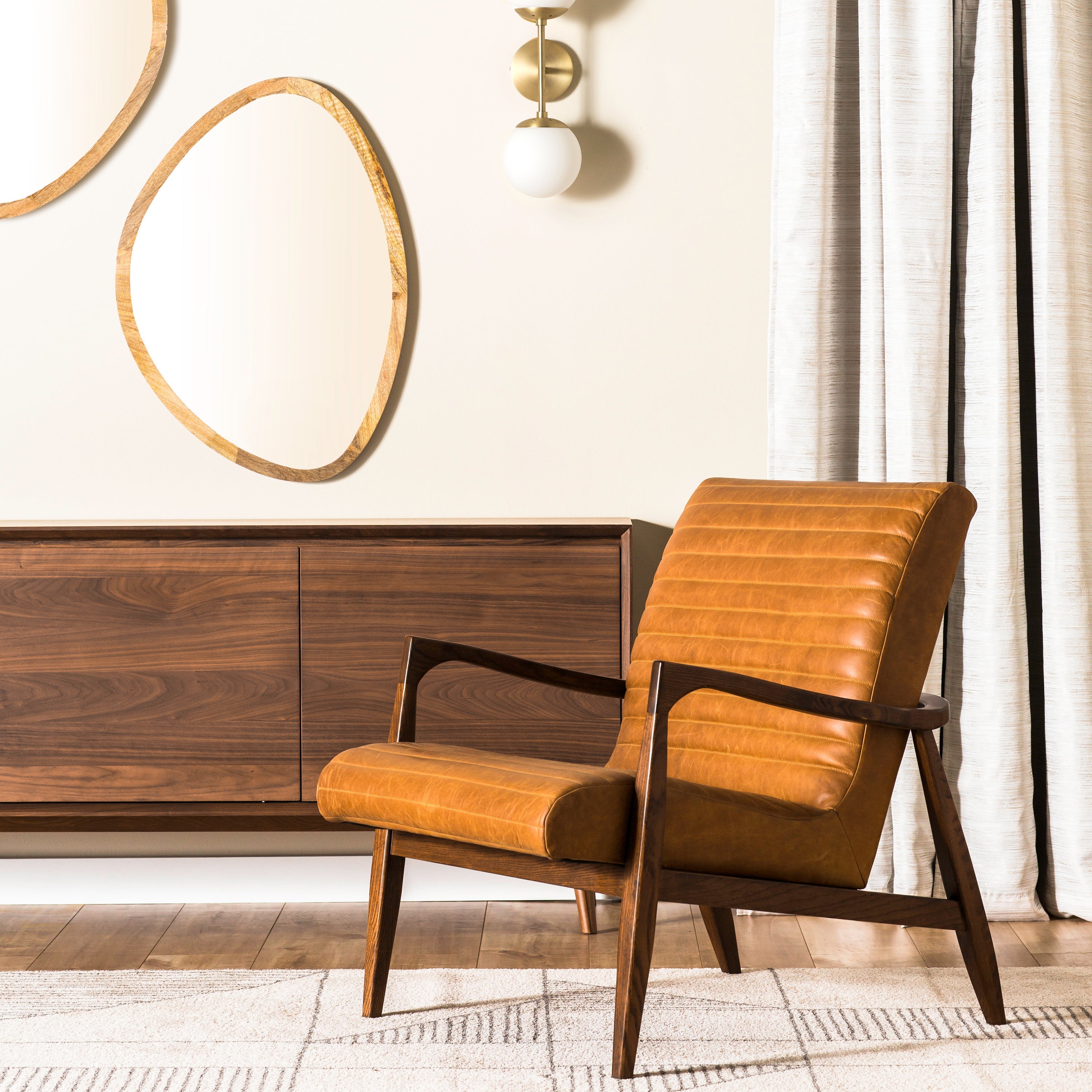 Fauteuil en cuir Rowan | Cognac Tan