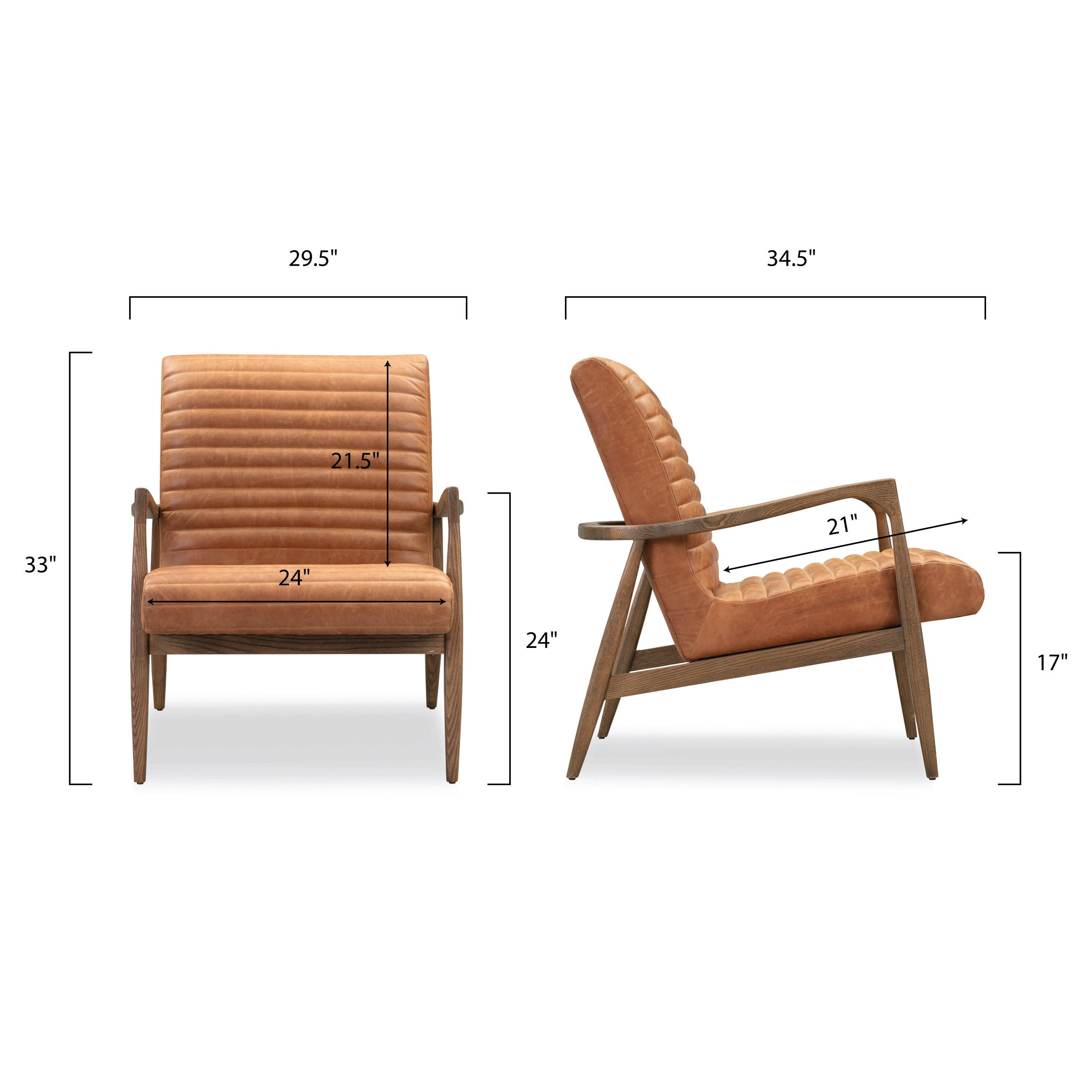 Fauteuil en cuir Rowan | Cognac