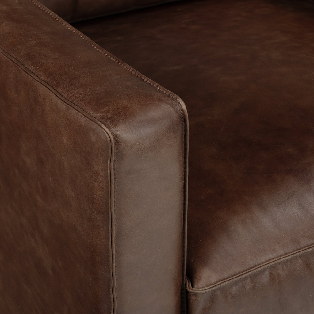 Fauteuil de salon en cuir | Marron chocolat
