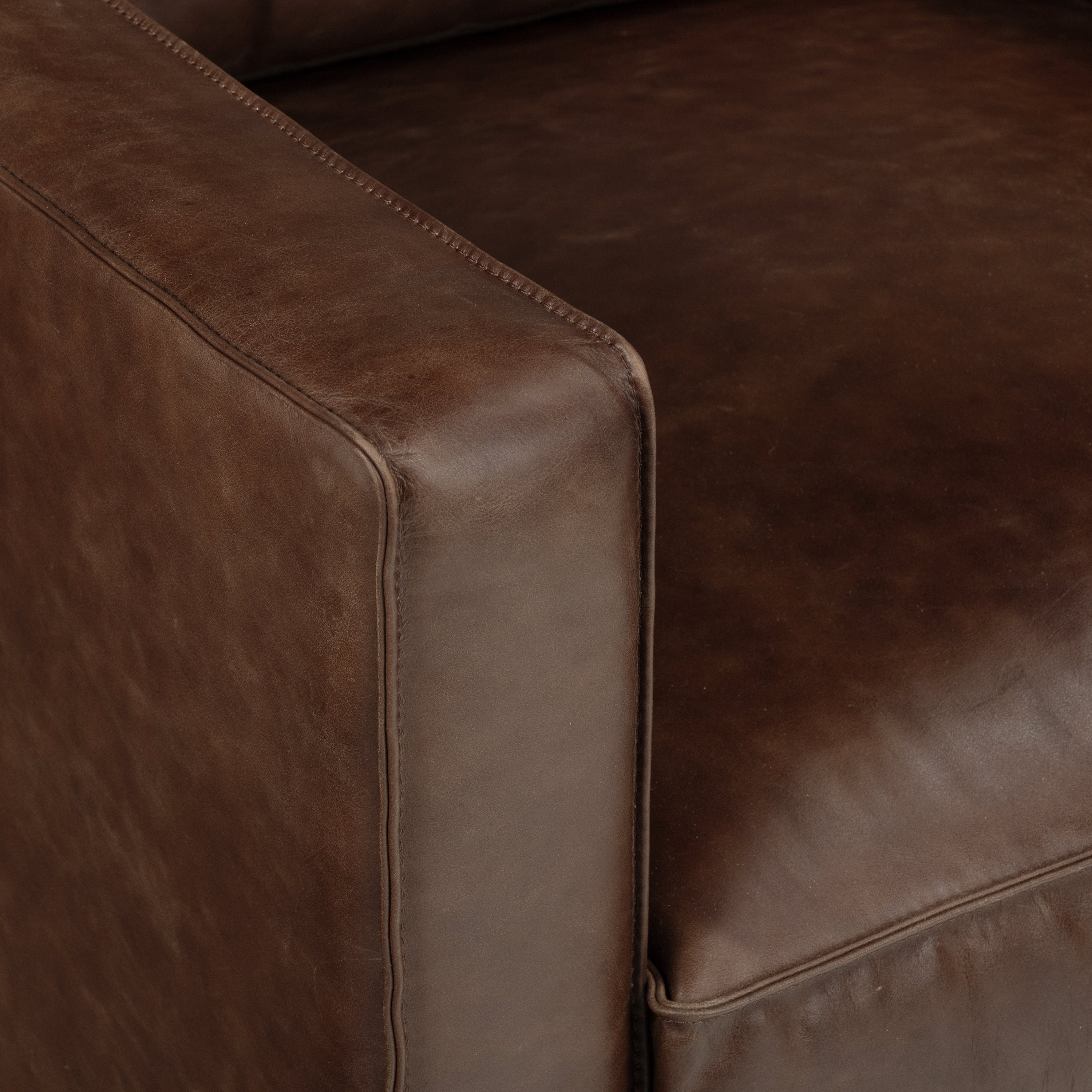 Fauteuil de salon en cuir | Marron chocolat