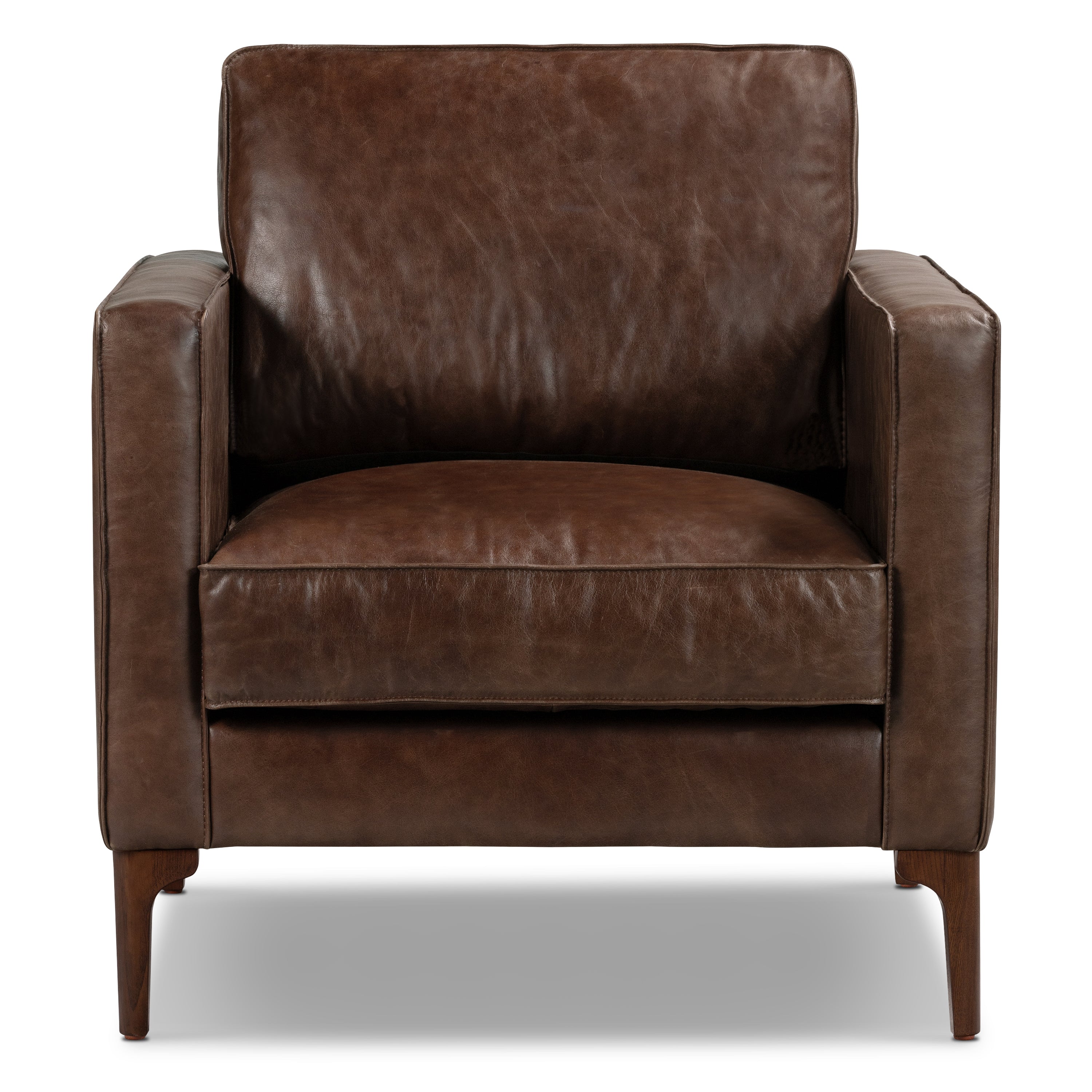 Fauteuil de salon en cuir | Marron chocolat