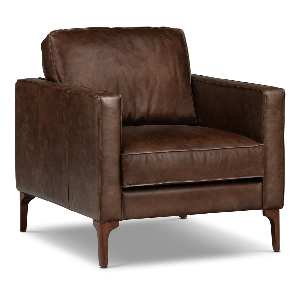 Fauteuil de salon en cuir | Marron chocolat