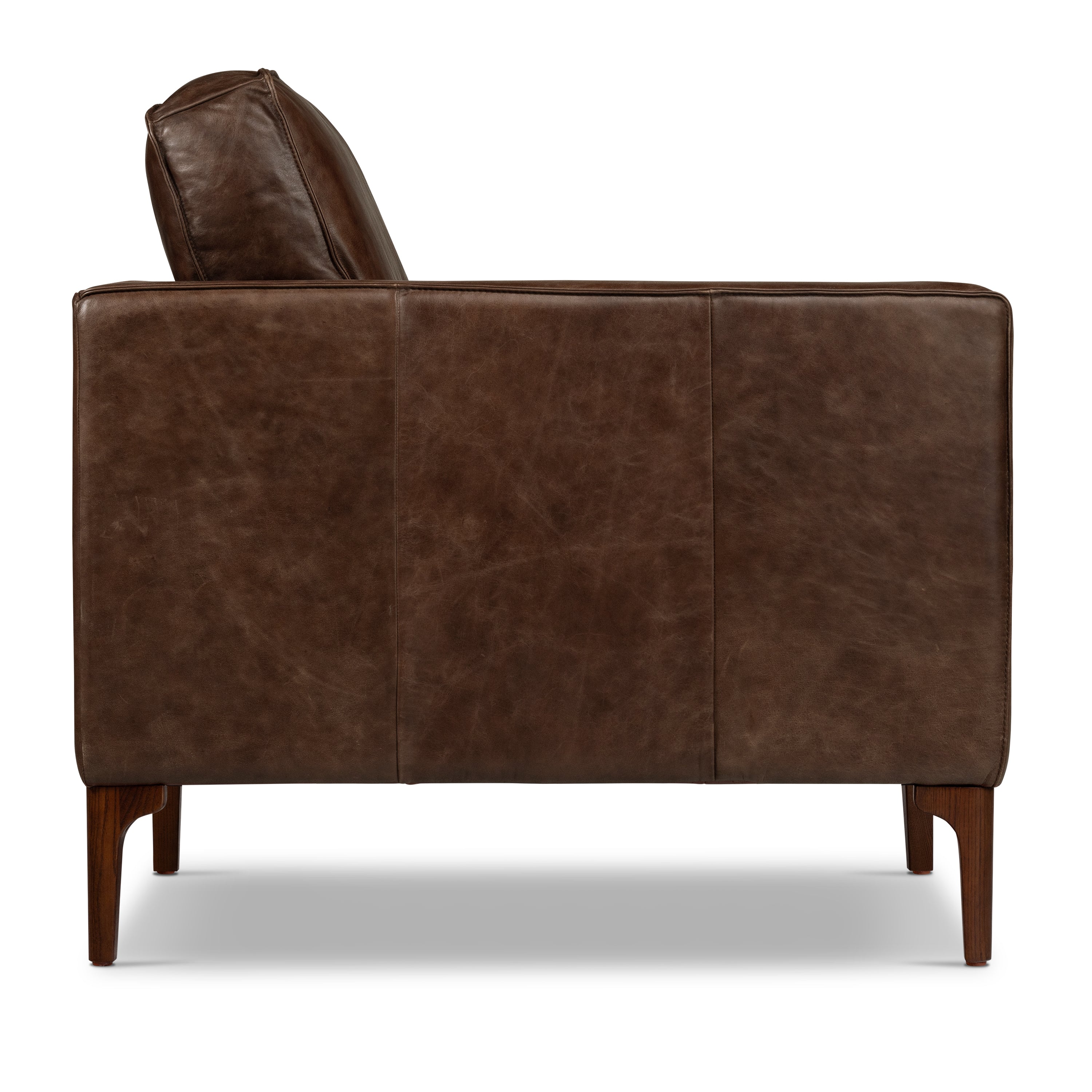 Fauteuil de salon en cuir | Marron chocolat
