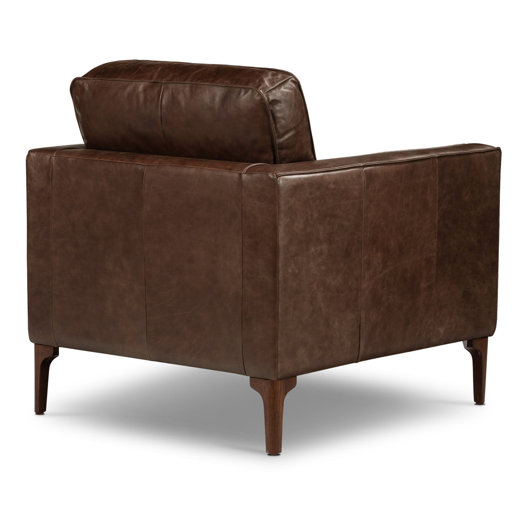 Fauteuil de salon en cuir | Marron chocolat