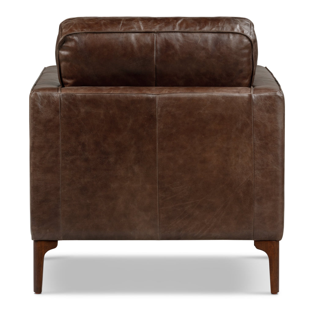 Fauteuil de salon en cuir | Marron chocolat